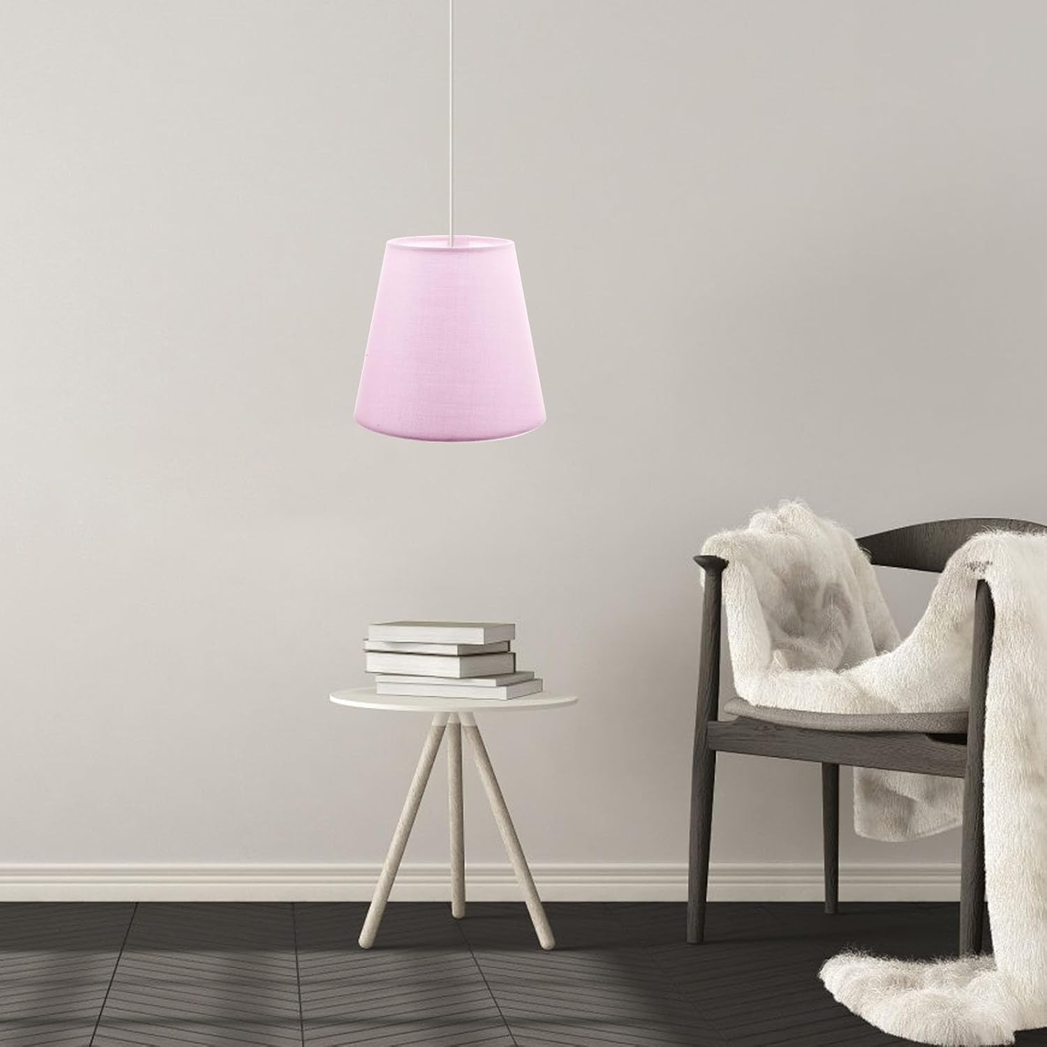 Angoily Small Lamp Shade, Fabric Pendant Lampshade, Clip On Bulb Lamp Cover, Barrel Cloth Light Cover Replacement Chandelier Protector for E14 Wall Lamp Candle Bulbs Floor Lamp (Pink)