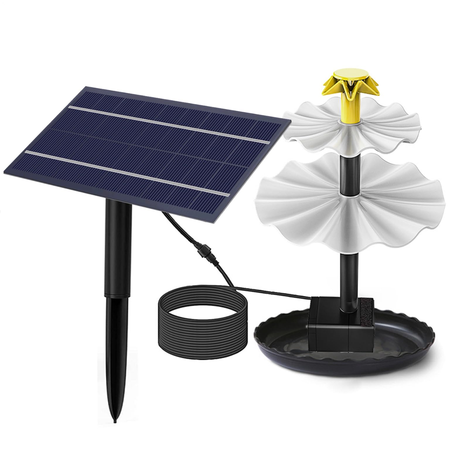 Fontaine Solaire Pour Bain D'Oiseaux - Pompe à Eau Écologique, Design En Fleur, Hauteur De Jet Jusqu'à 70 Cm