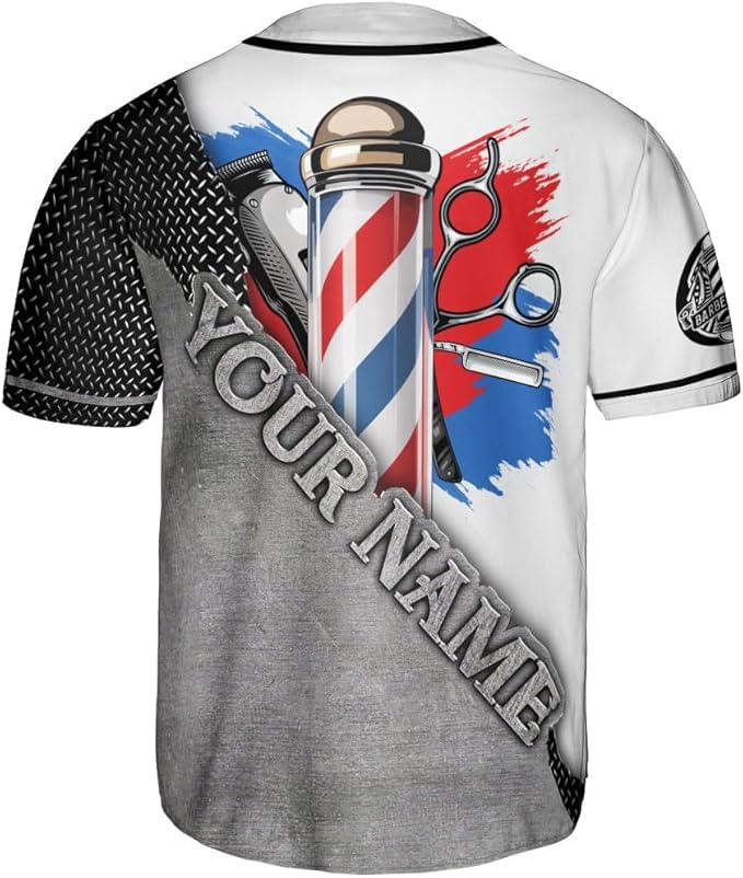 MonkeyVan Personalized Barbershop Baseball Jersey, Barber Shirt, Hairdresser Barber Shirt, Hairstylist Jersey Gift for Barber 7 Multicolor