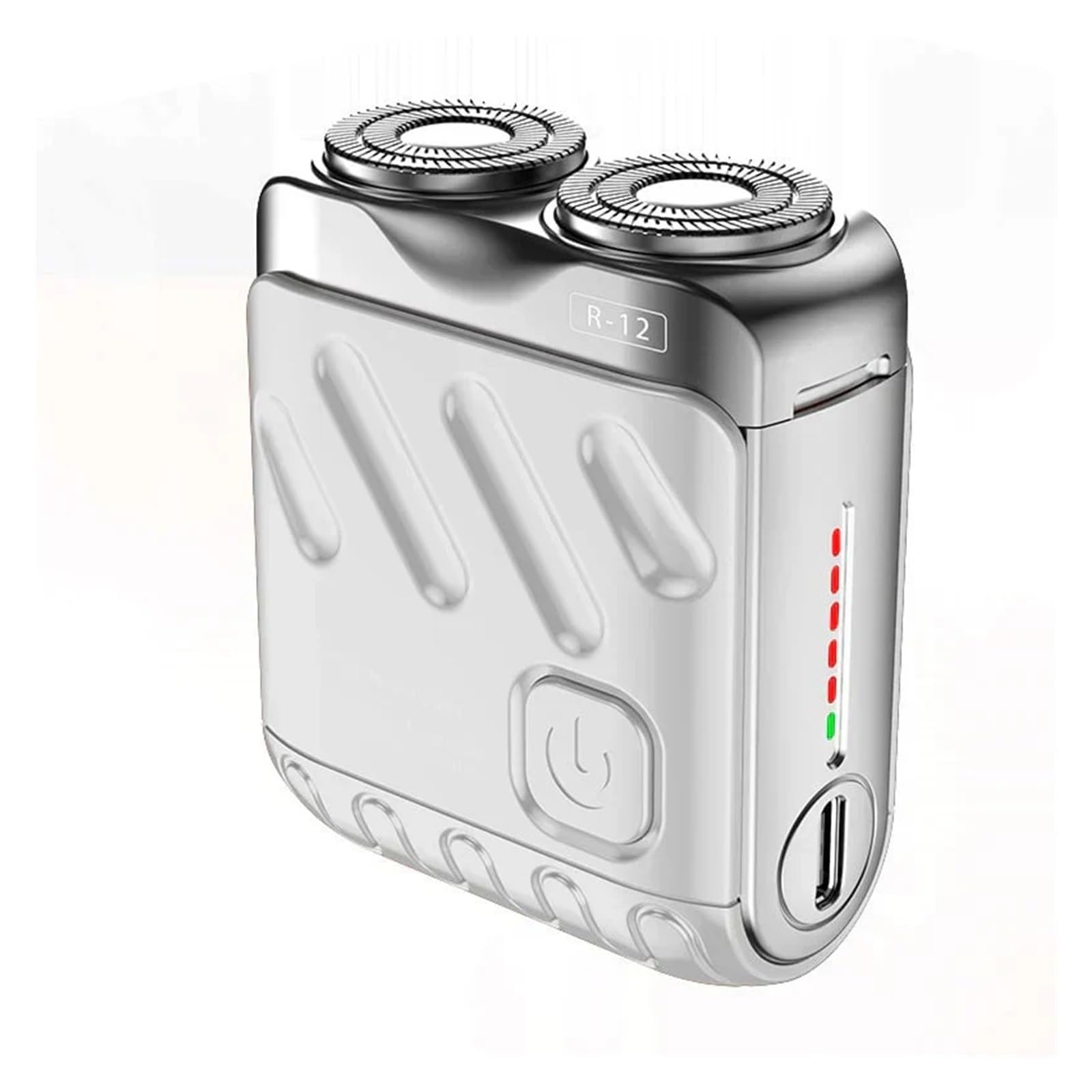 Portable Rotary Dual Ring Electric Shaver | Men’s Travel Mini | Rechargeable Pocket Razor with Double Floating Magnetic Blade​(Sliver)