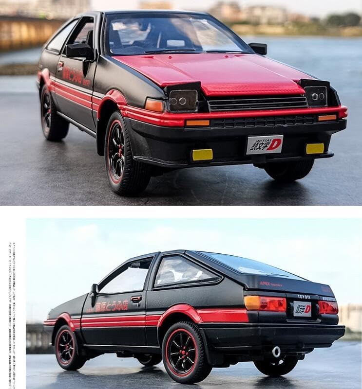 Image of Alokik Enterprise 1:24 Scale Toyota AE86 Diecast Car Models Toys Metal Alloy 2 Openable Door and Sound & Light, Pull Back Toys Gifts for Boys Best Gift Car (Red)
