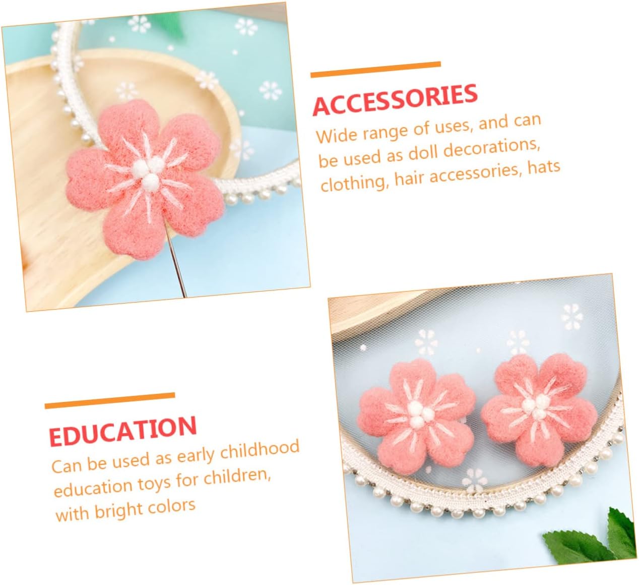 OSALADI 10pcs Handmade Felt Flower Accessories for Jewelry Hair and Garment Decorations Premium Wool Material Floral Embellishments for Crafts and Photography
