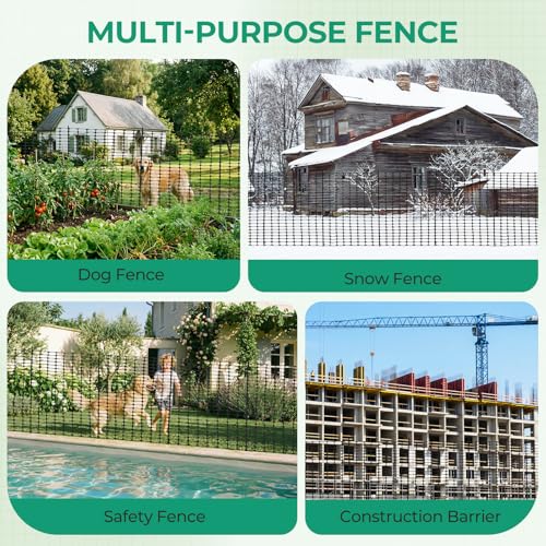 Ohuhu Plastic Garden Fence Roll with Stakes, 3.4' x 100' Temporary Fence with 25Pcs 4 FT Thick Posts, Reusable Barrier Fencing for Animals Chicken Rabbit Dog, Construction Snow Protection by Ohuhu - Used condition - Image 9