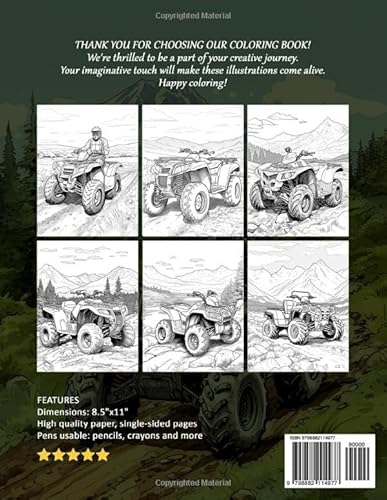 ATV Quad: Off-Road Adventure Coloring Pages Gifts For Birthday For Stress Relief