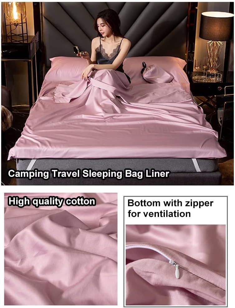 Sleeping Bag Liners Compact Adult Sleeping Bag Liner, Comfortable Cotton Sleeping Bag Sheets for Outdoor Camping Travel, Single Double Sleeping Bag, for All Seasons