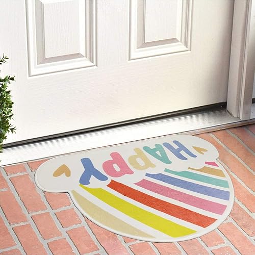 Miniatura 2 de Alfombra de baño con diseño de arco iris, antideslizante, suave, absorbente de agua, gruesa y peluda, lavable a máquina