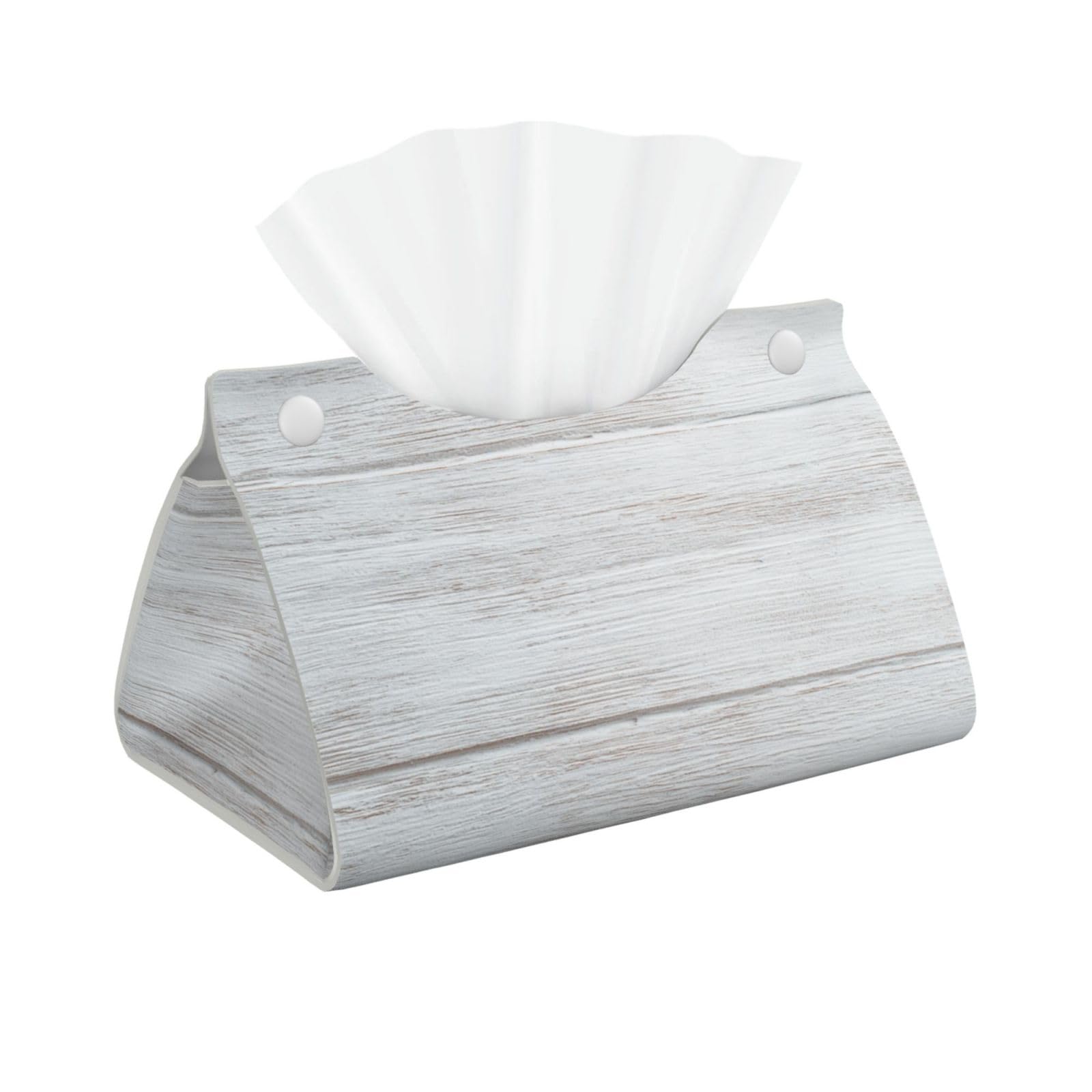 Bright White Wooden Table Tissue Box Cover Rectangle Pu Leather Tissue Box Holder for Car Bathroom Bedroom Desk Tabletop Decor