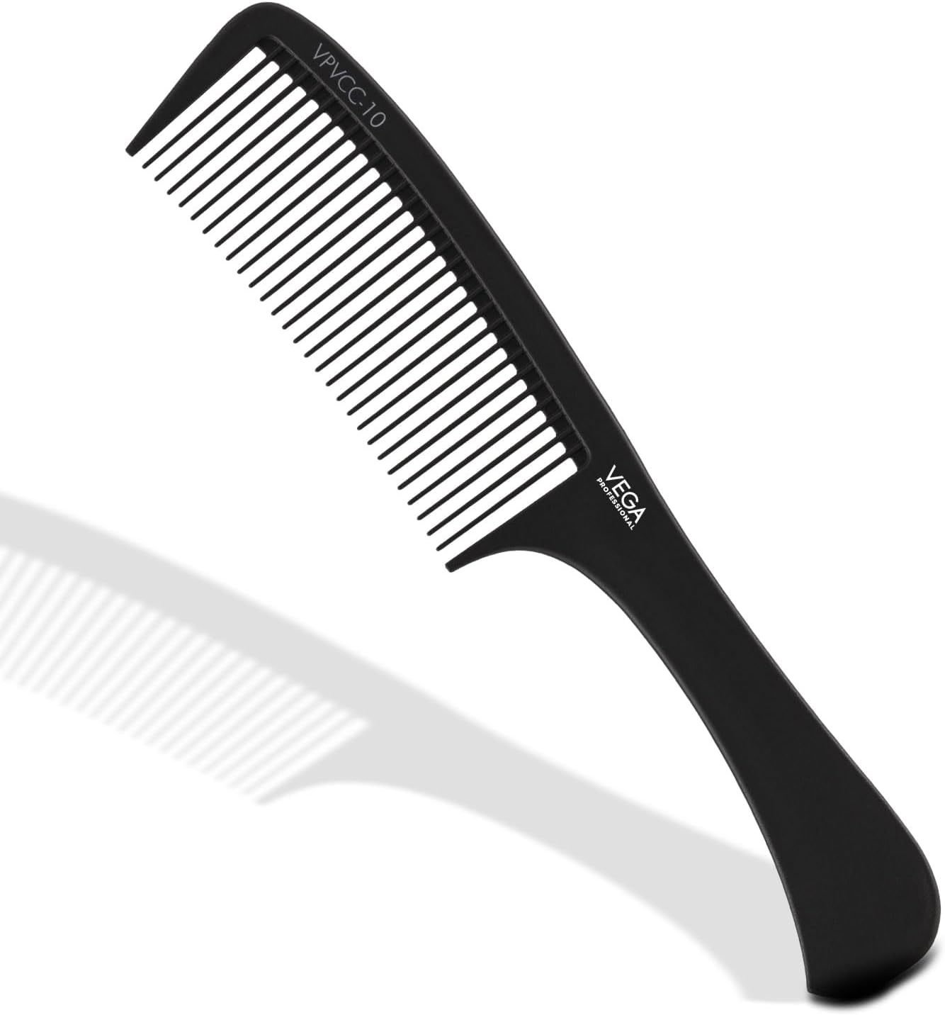 VEGA PROFESSIONAL Carbon AntiโStatic Hair Comb with HeatโResistant Teeth | Salon & Professional Styling Comb for Men & Women | Detangling, Teasing, AntiโFrizz & Precision Parting Tool (VPVCCโ10)