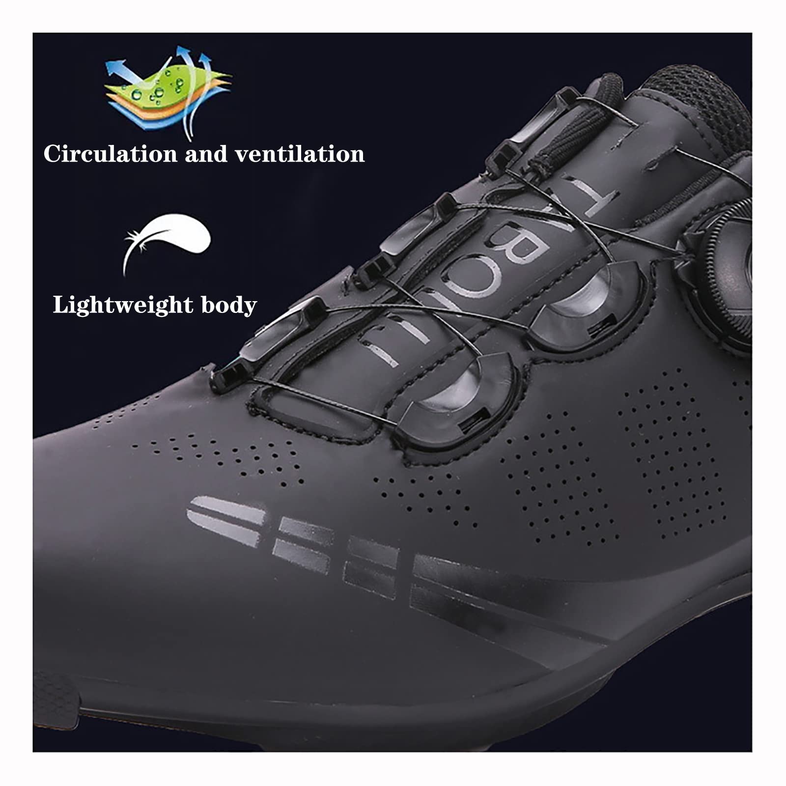 Buty rowerowe męskie, rowerowe buty rowerowe rowerowe obrotowe sznurowanie za pomocą kompatybilnego buta z pelotonem z SPD i delta(43, Black)