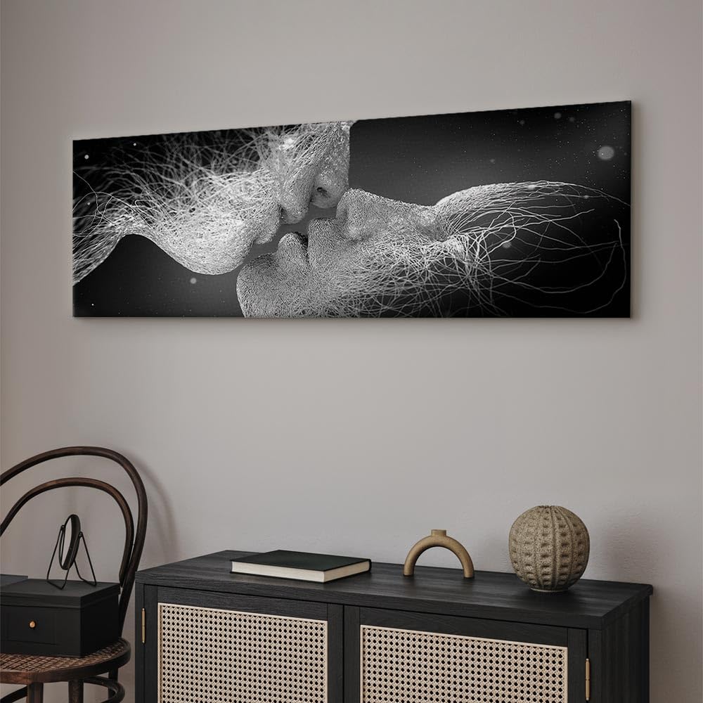 Decomonkey Tableau Toile Abstrait 150x50cm - Impression Sur Intissé Avec Cadre Bois Pour Salon