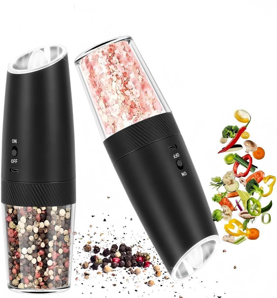 Kit 2 Moedores Elétricos de Pimenta e Sal Automáticos por Gravidade | Sensor de