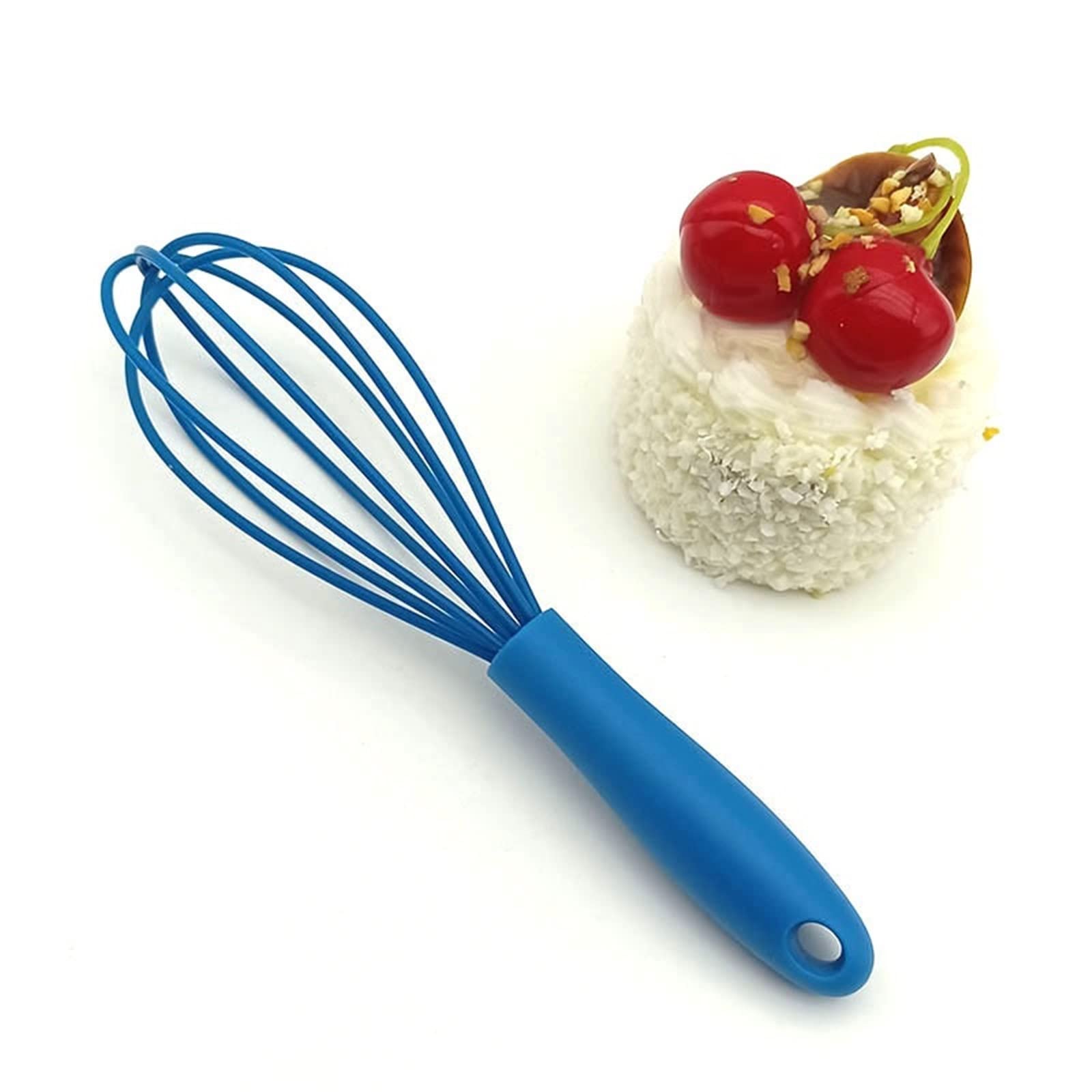 Batidor de cocina, batidor huevos acero inoxidable y silicona, mini utensilio repostería 4 alambres