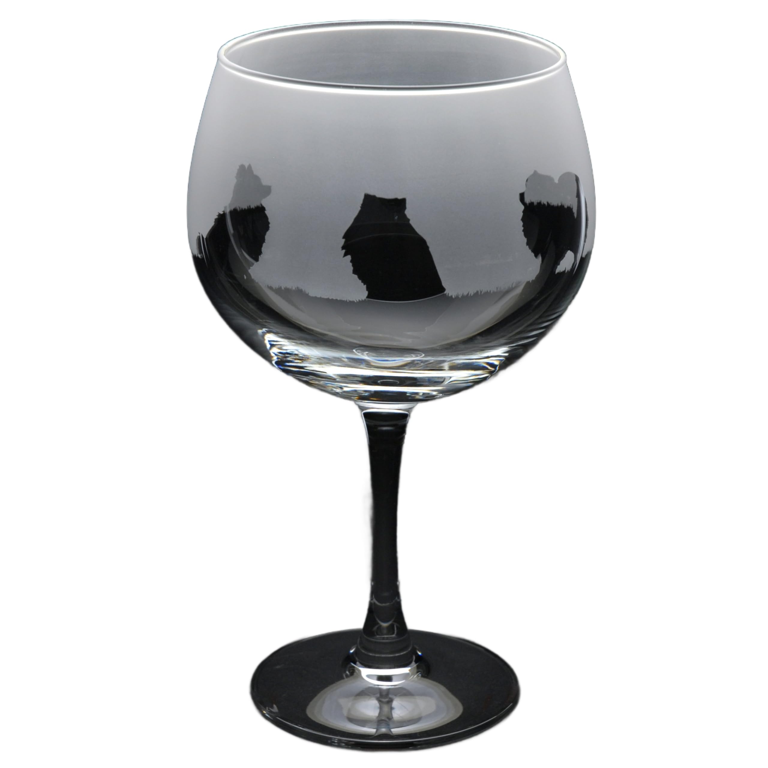 GLYPTIC Glass Art Pomeranian Dog Frieze Hand Etched/Engraved Gin Cocktail Glass โ image 1