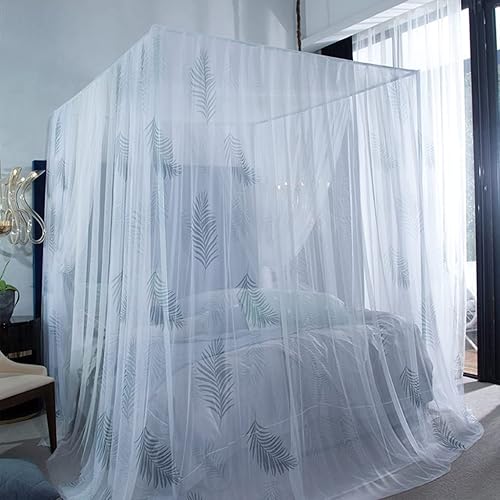 Miniatura 2 de Mosquitera de 4 postes en las esquinas para niñas, adultos y adolescentes cortina de cama estilo bosque para cama de tamaño individual, matrimonial,