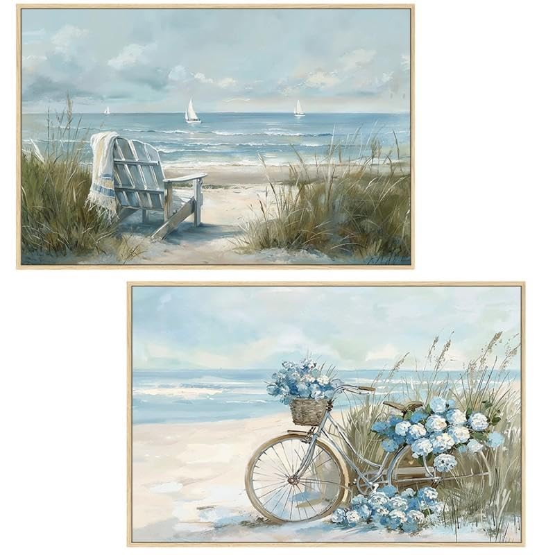 Tableaux sur toile de plage d'art avec cadre en bois véritable