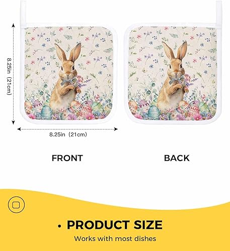 Miniatura 3 de 3 Packs Easter Spring Flower Pot Holders Sets for Kitchen,Oven Pan Plate Bowl Pads Heat Proof Mat with Hanging Loop,Terry Cloth Potholders Soft Grip
