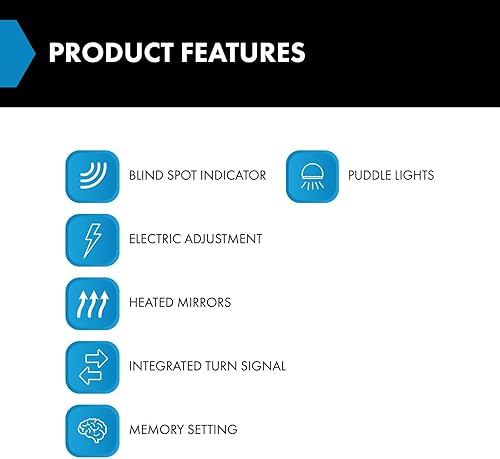 Miniatura 2 de TRQ Espejo calefactable eléctrico para el lado del pasajero, luz de charco de memoria negra lisa, punto ciego compatible con Toyota Sienna TO1320427