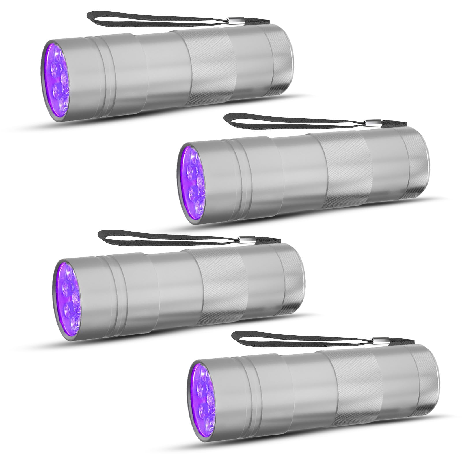 COSOOS 4 Pack Blacklight Flashlights, 395nm UV Handheld Black Light Flashlight, 12LED Mini Portable Pet Urine Detector for Dog Cat Urine, Scorpions,