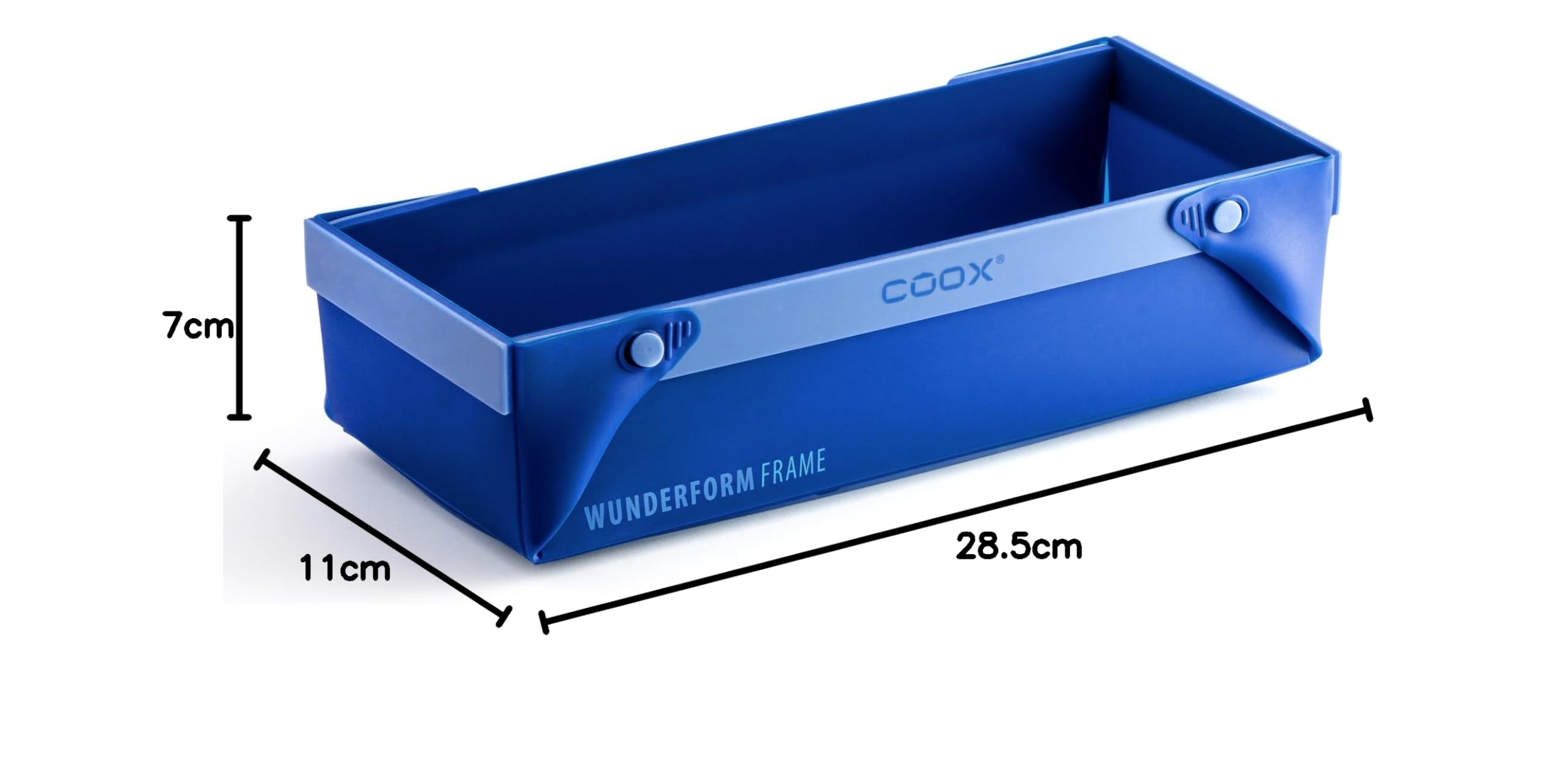 coox WUNDERFORM L - die faltbare Kastenform mit Metallverstärkung - Backen & Servieren in Einem I Antihaft-Silikon I Spülmaschinenfest I Kein Stürzen I BPA-frei Blau