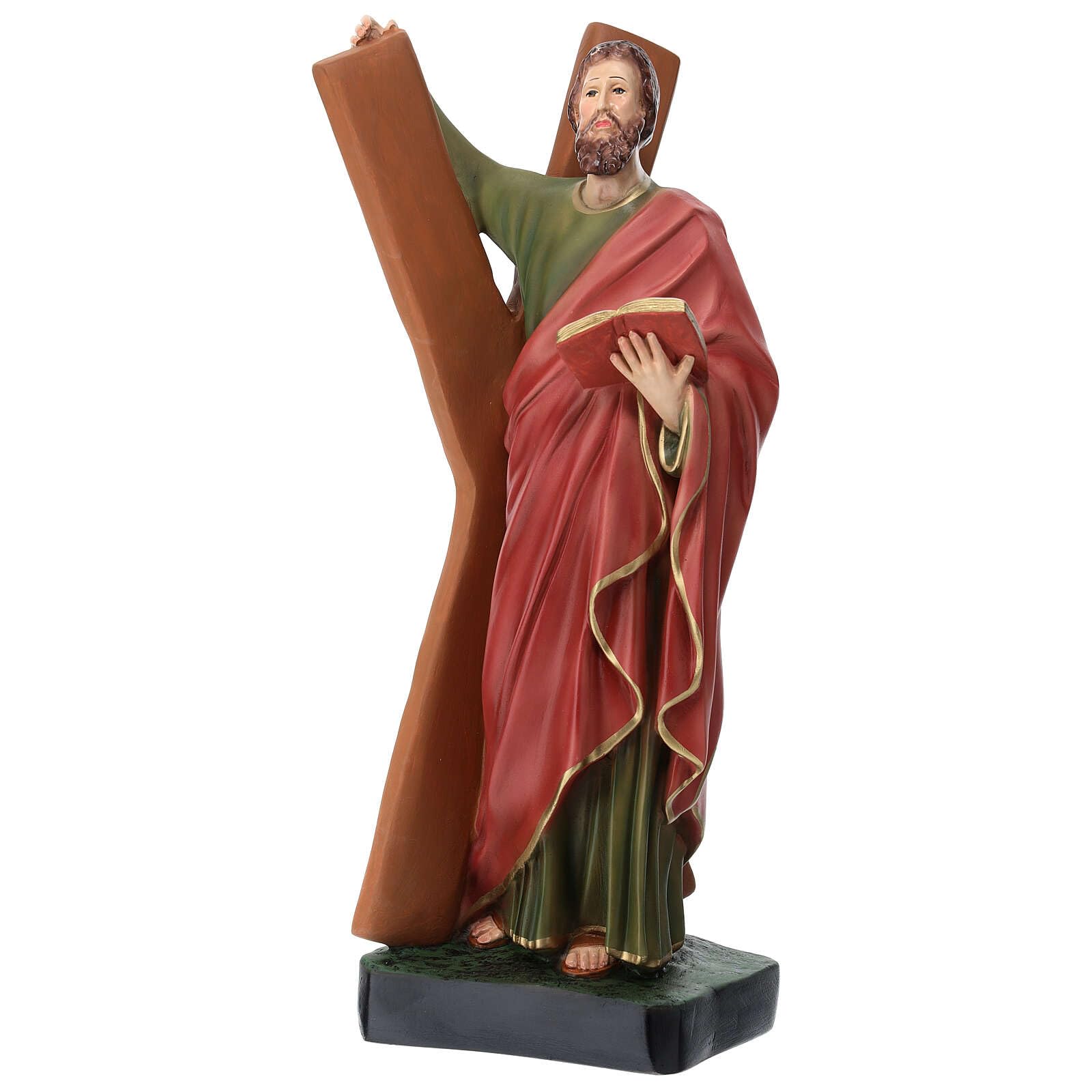 Generico Statua Sant'Andrea con Croce e Libro 44 cm in Resina
