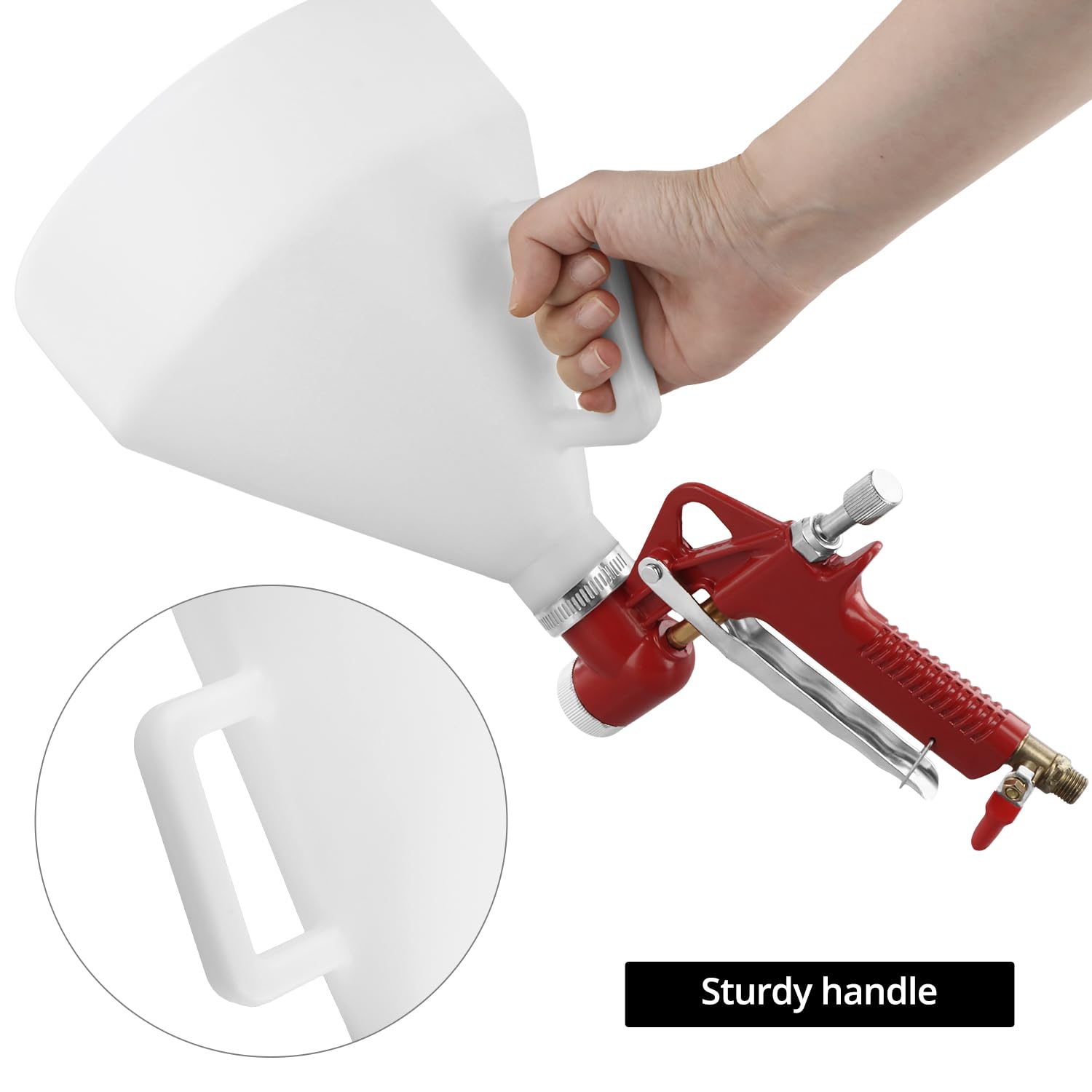 QWORK® trechterpistool 6L, gipsspuitpistool met 3 spuitmonden 4,0 mm, 6,0 mm, 8,0 mm, voor meubels, muren en leemstuc