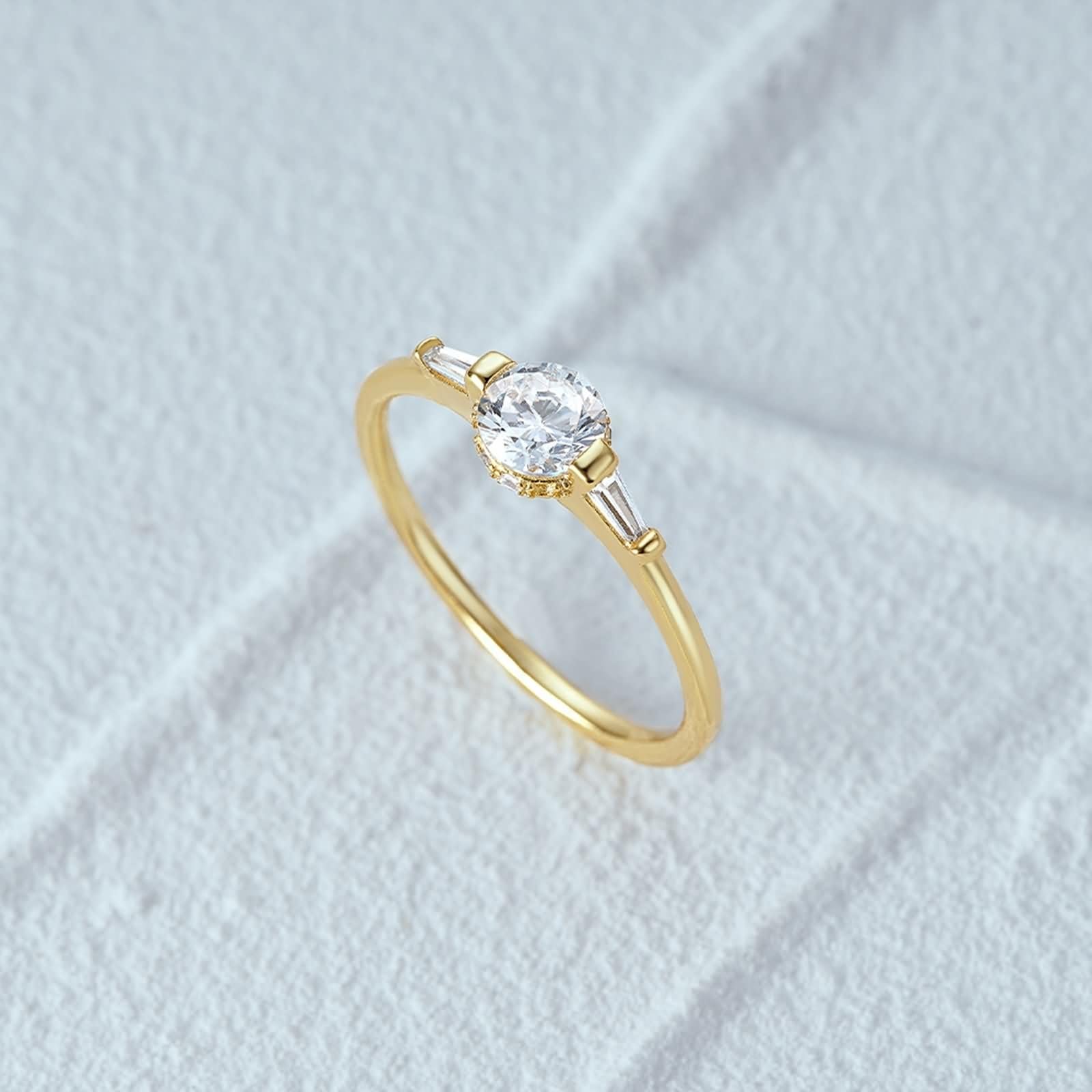 Anelli Donna Eternity 5x5mm Rotondo con Moissanite, Anello Donna Oro Giallo 9K/14K/18K, Oro