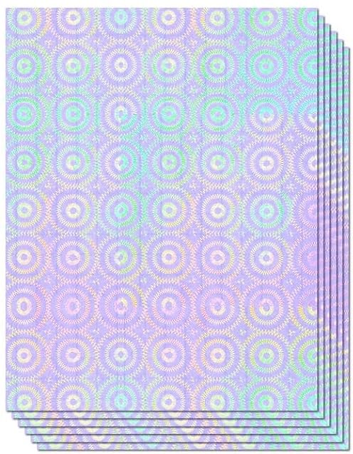 Image of True-Ally 20 Sheets Holographic Sticker Paper, Transparent Holographic Vinyl Laminate Film, Clear Overlay Lamination Sticker Paper Self Adhesive Waterproof - 8.5x11 inch (Gear Flower Patter)