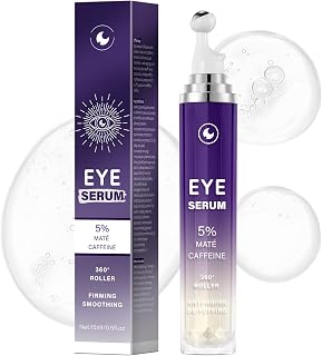 GUOYAOLIFU 5% Caffeine Eye Serum with 360° Roller Ball - Fights Dark Circles, Puffiness, Wrinkles for All Skin Types