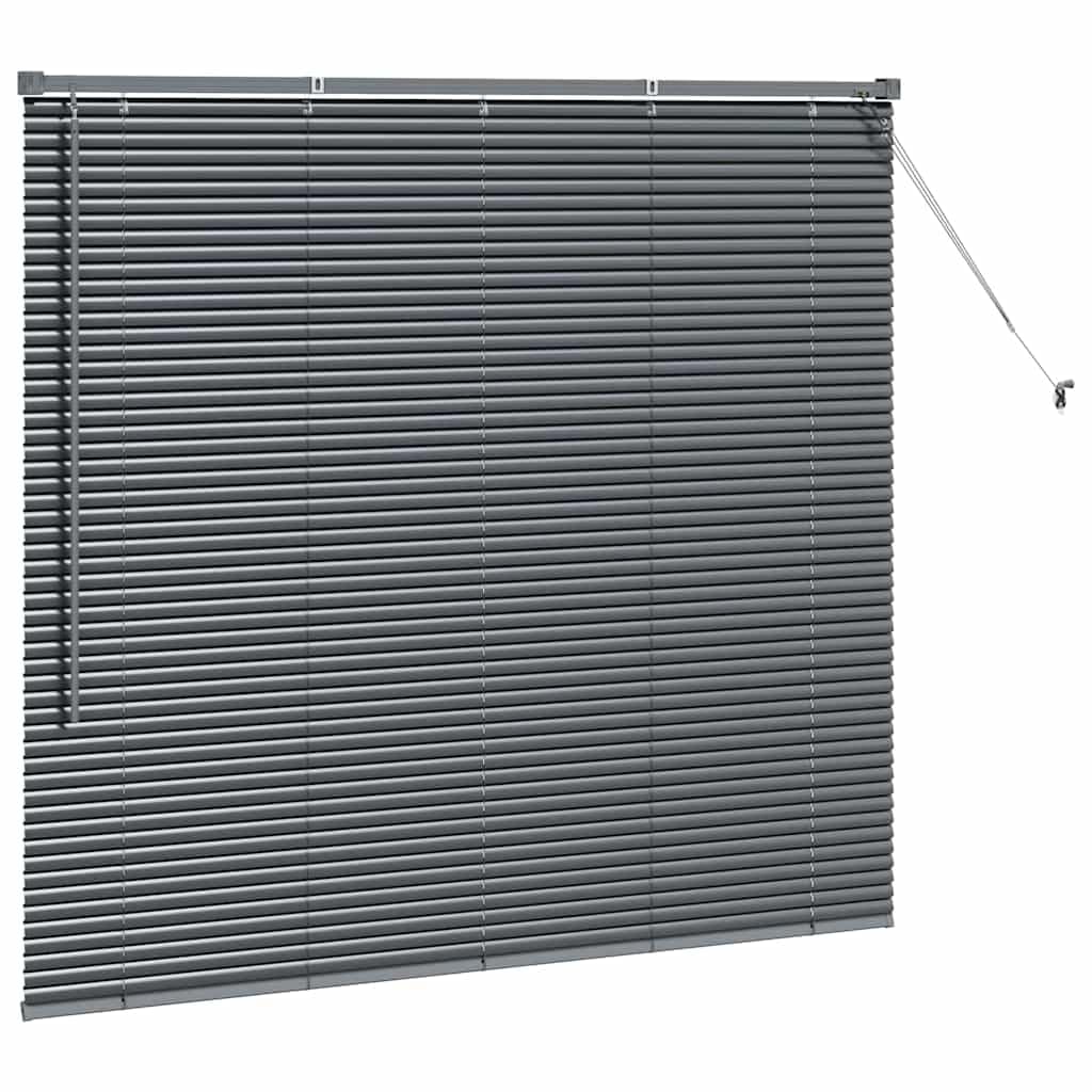Store Vénitien Gris Foncé 130 x145 cm en Aluminium, Store Réglable pour Fenêtre de Cuisine, Salon et Bureau, Brise-Vue Intérieur avec Cordon et Attache Murale