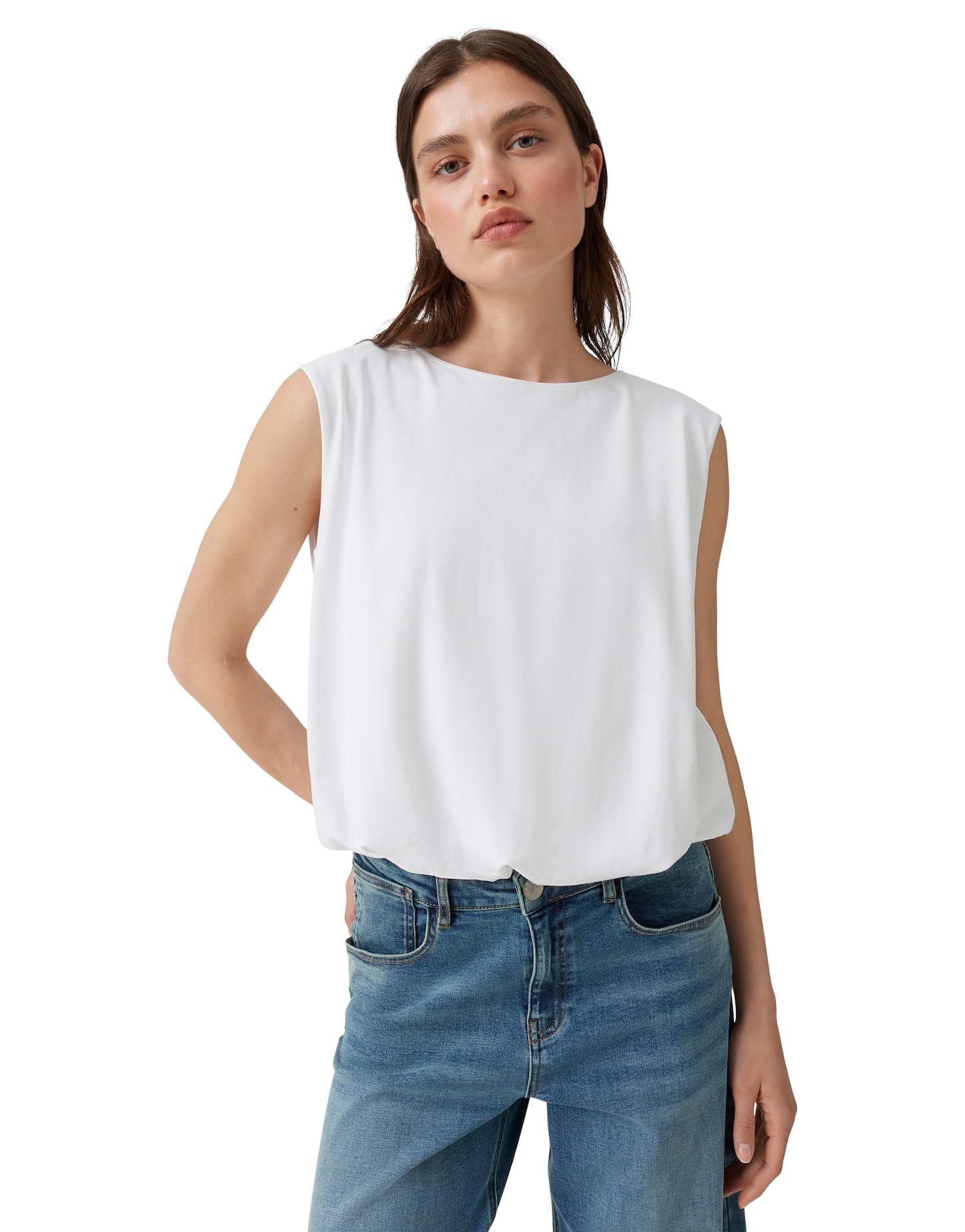 OPUS Damen Top | Jerseytop mit Ballonsaum aus BCI Cotton Regular Fit