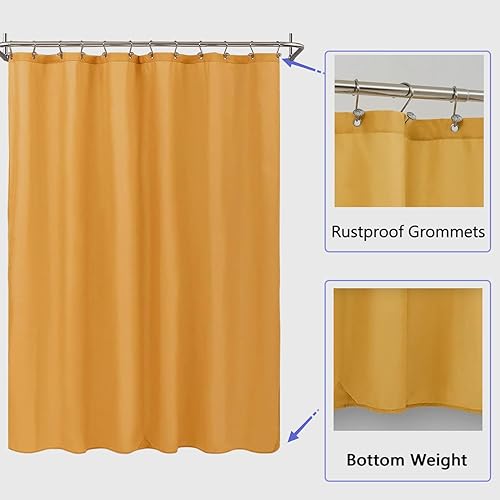 Miniatura 112 de Cortina de ducha de tela blanca con contrapeso inferior, calidad de hotel impermeable, 72 x 72 pulgadas, lavable a máquina B-blanco,Beige