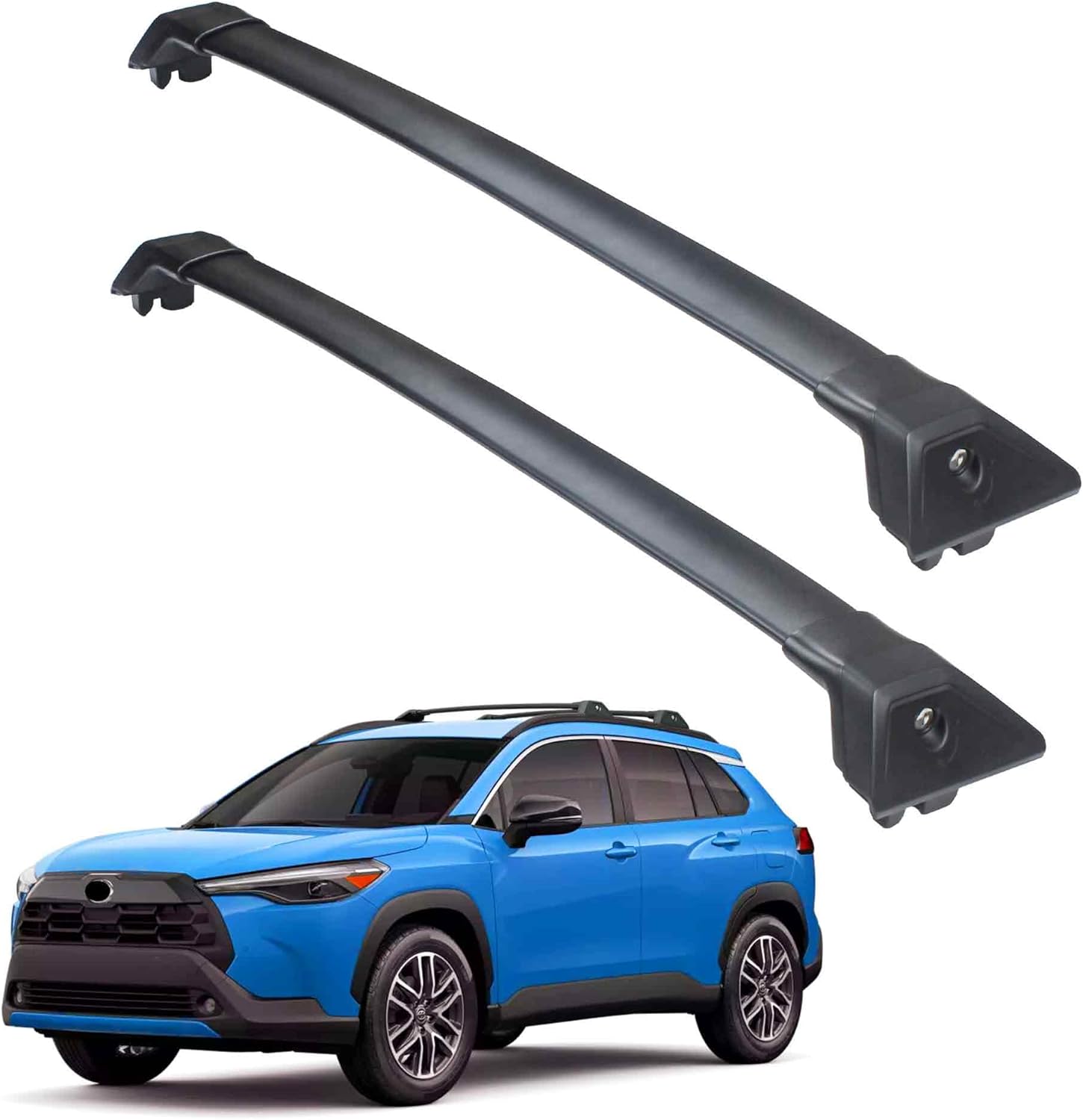 DBXB-RV Roof Rack Crossbars Compatible with Toyota Corolla Cross 2023-2026 (Not for L/Hybrid S) Heavy Duty 260lb Lockable Aluminum Black Matte with Tie Down Loops