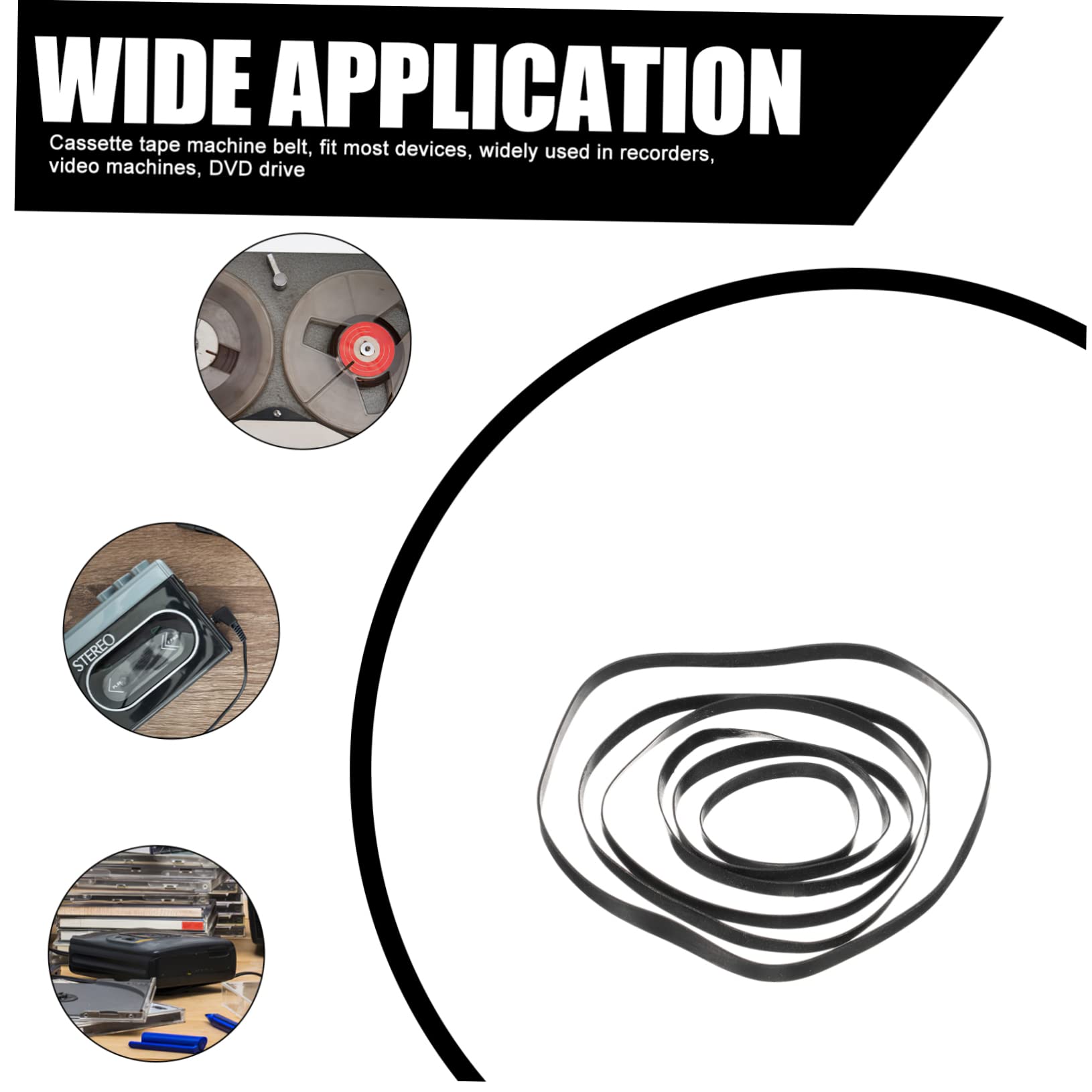 Cinghie per Registratore Cassette Resistenza All'usura e Riduzione del Rumore Cassette in Gomma per e Kit 50 Pezzi Nero Adatte per Riparazione Lettori Dvd e Cassette Riparazione Lettori Dvd