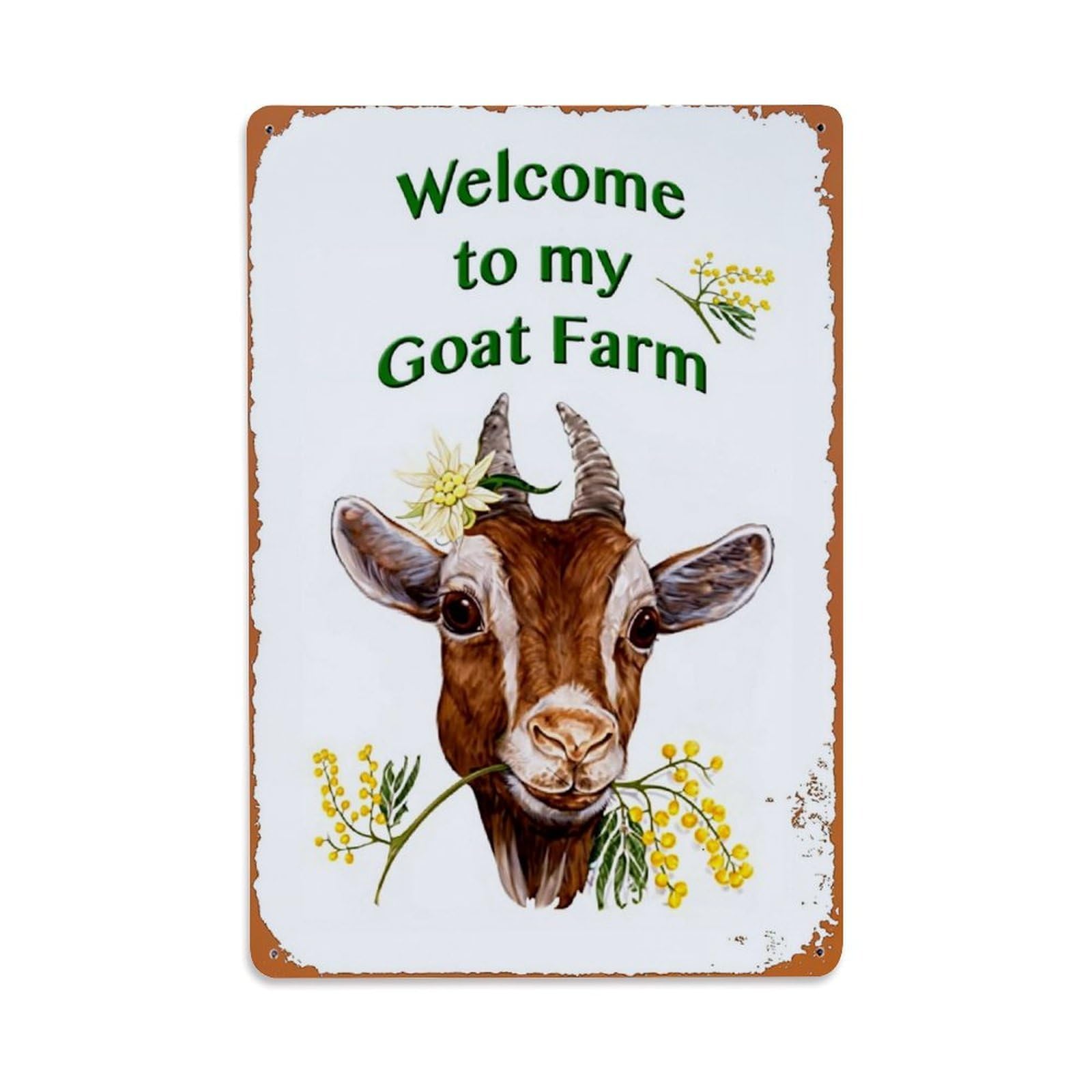 Welcome To My Goat Farm Retro Metal Tin Sign, Vintage Metal Poster for Bar, Home, Man Cave, Kitchen, Laundry Room Art Decor 8x12 Inch