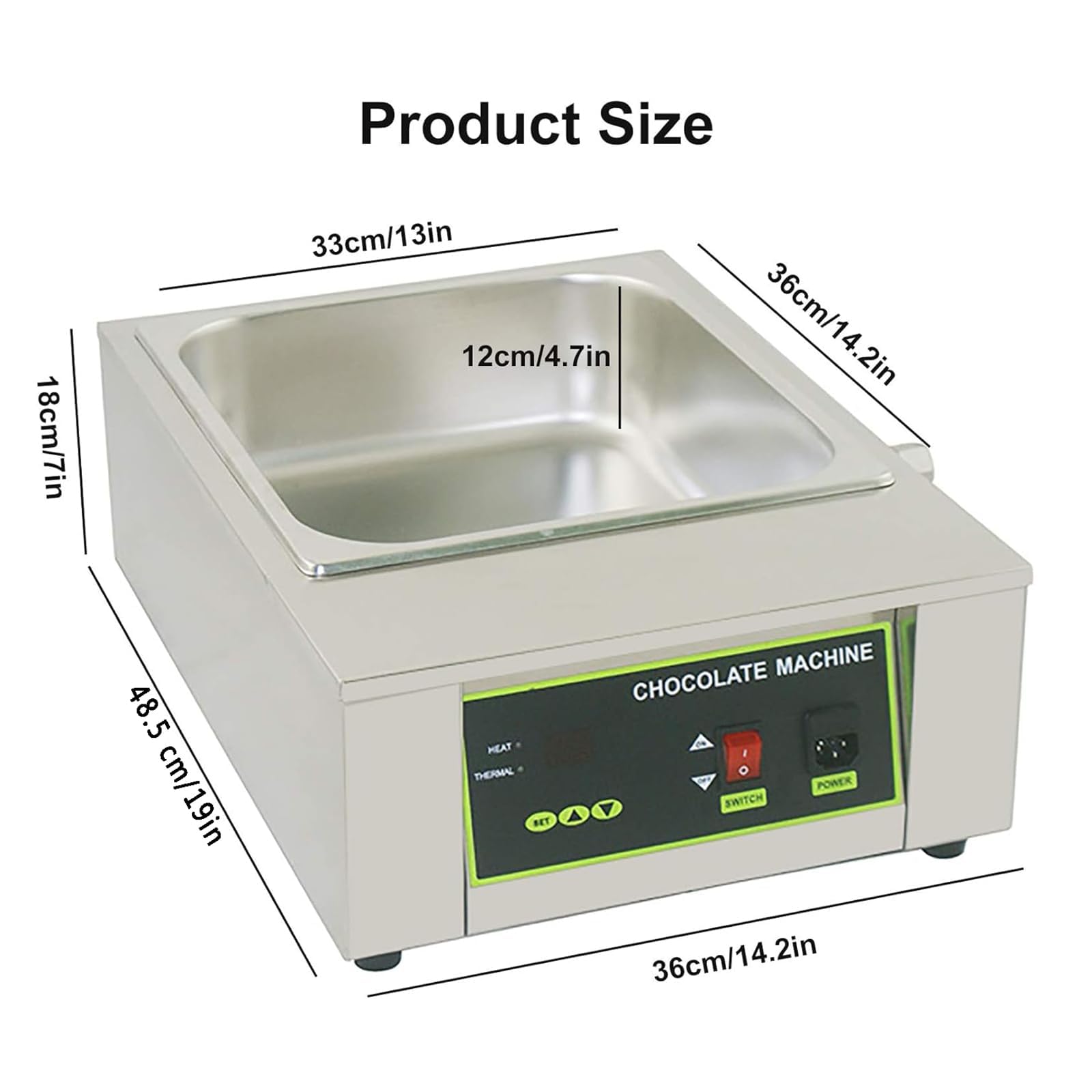 Máquina de fusión de chocolate comercial, control de temperatura digital para panadería y tienda de dulces