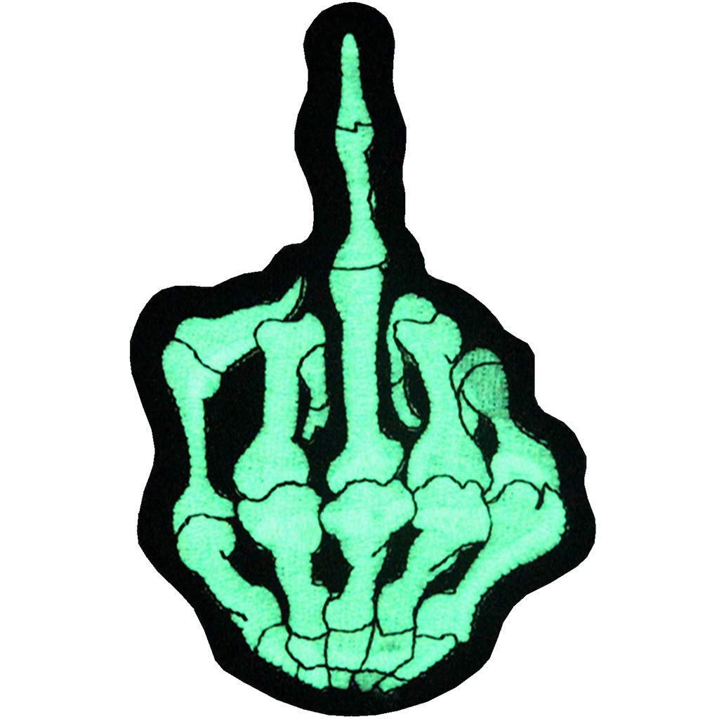 EmbTao Glow in Dark Middle Finger Ghost Embroidered Applique Iron On/Sew On Patch