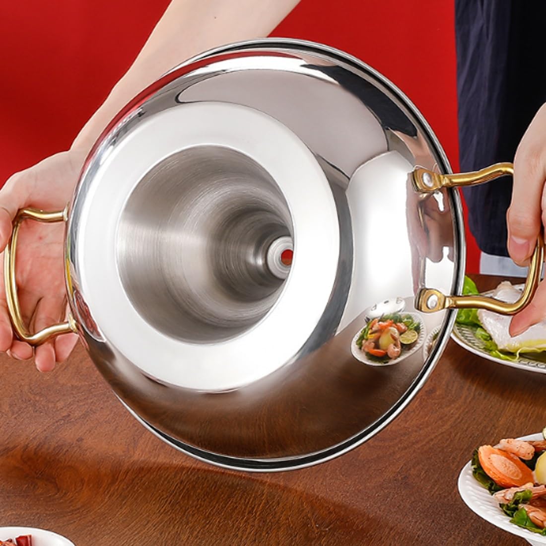 Olla de Acero Inoxidable, Olla Antiadherente con Tapa, 25 cm, Ideal para reuniones de 4-6 Personas, Comidas al Aire Libre, para Placas de inducción y cocinas de Gas