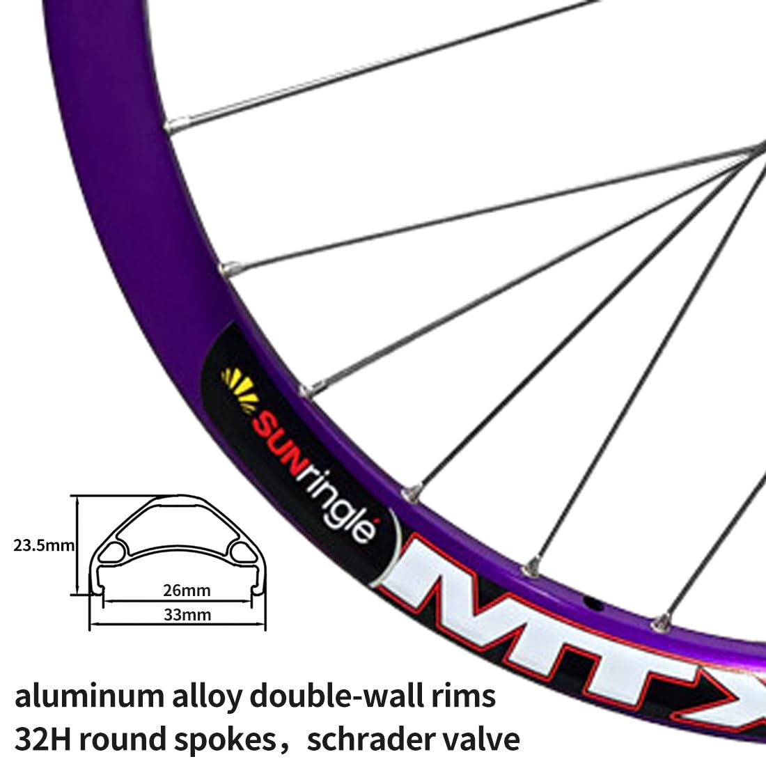 26/27,5/29" Mountainbike-Laufradsatz Schnellspanner MTB Laufräder Scheibenbremse Fahrrad Felge Ultraleicht 32H Vorne Hinten Laufrad QR 100/135mm, Für 7-12s HG Kassette(Purple A,27.5'')