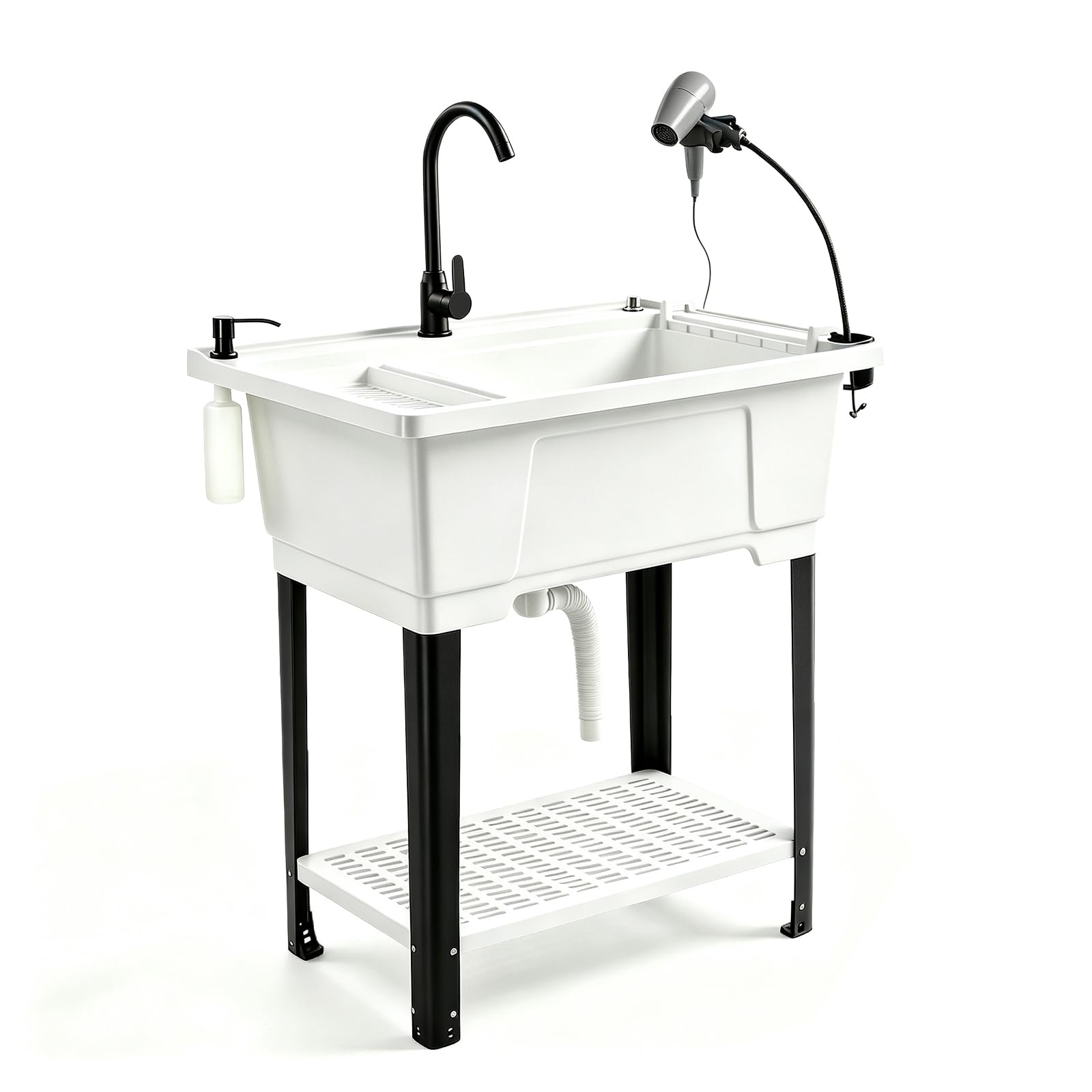 ROVSUN 25-Gallon Freestanding Pet Washing Station Utility Sink