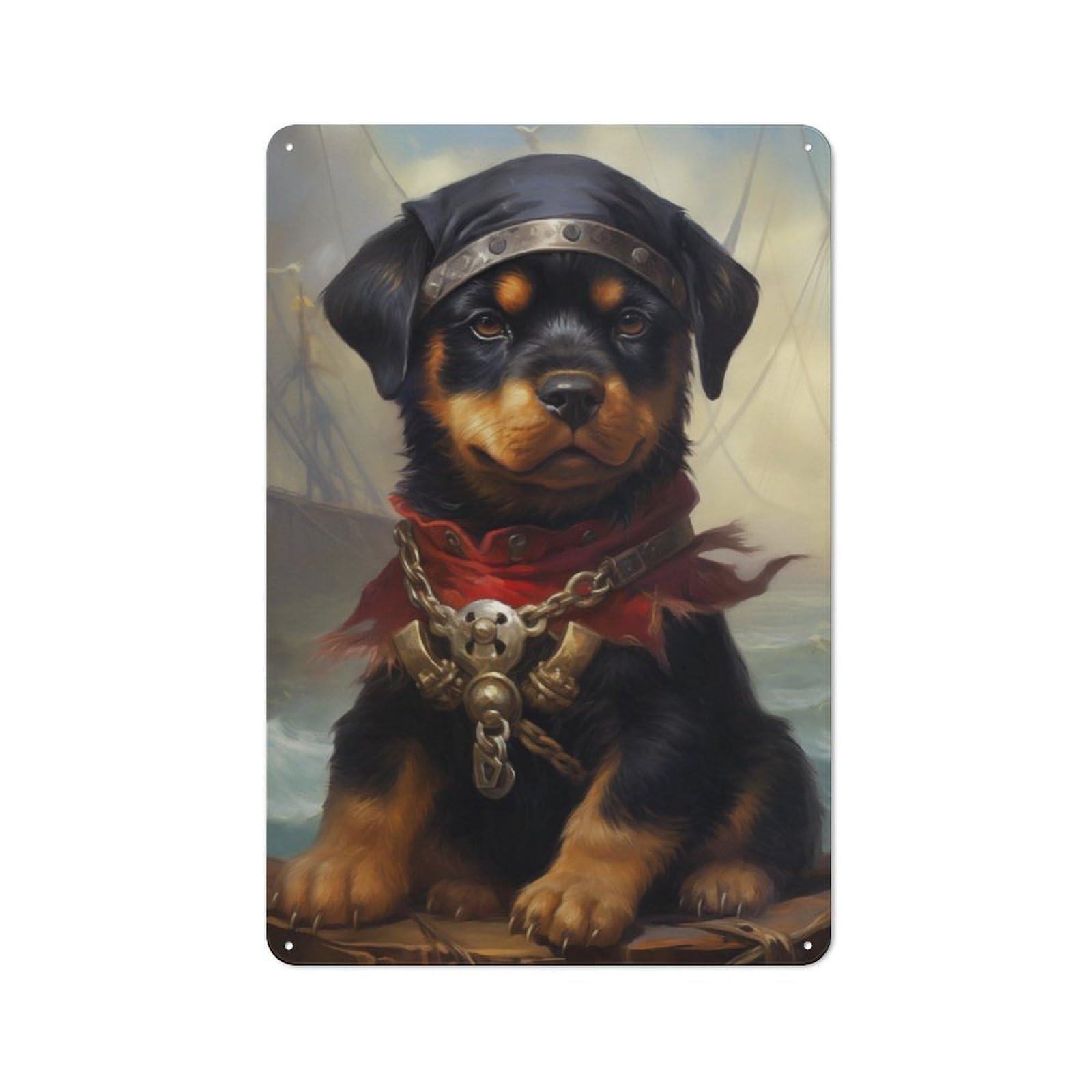 Junmoney Puppy Pirate Metal Sign 30X20cm With For Pub Or Café, Retro Decor, For Cooler-Month Interiors With Retro Character