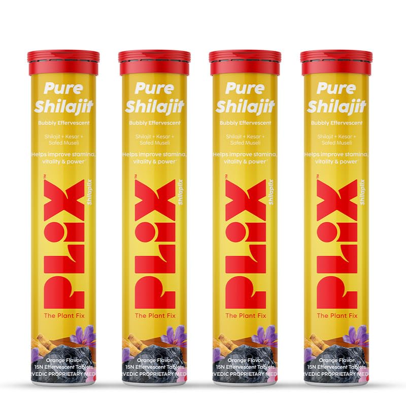 PLIX - THE PLANT FIX 500mg Shilajit Effervescent - 15 Tablets (Pack of 4) | With Saffron & Safed Museli For Vitality | 100% Vegan | Orange Flavored | For Men (B0CHY8HB63) Amazon Price History, Amazon Price Tracker