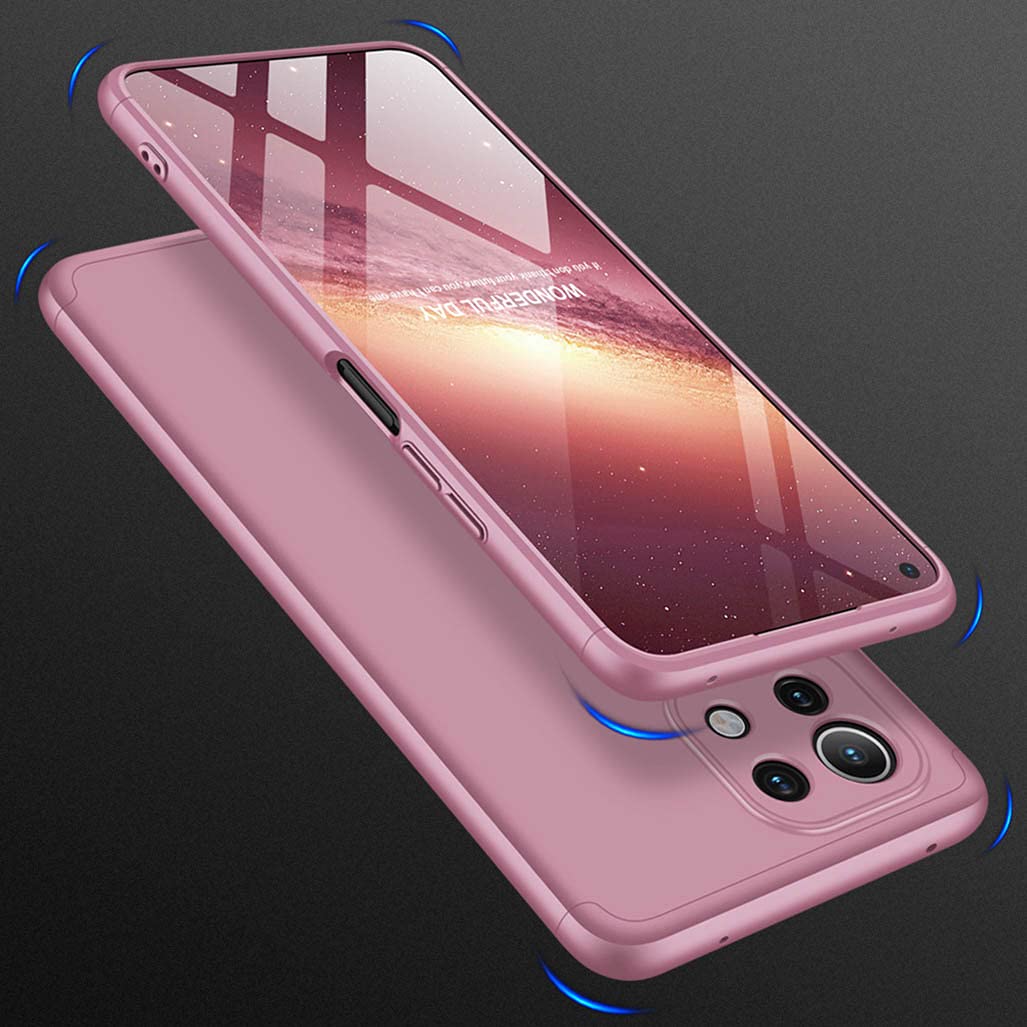 Liner Cover per Xiaomi 11 Lite 5G NE/Xiaomi Mi 11 Lite Cover, Custodia Protettiva Ultra Sottile ed Elegante in Silicone TPU, Vetro a Colori Sfumato AntiGraffio Antiurto Case, Rosa Blu