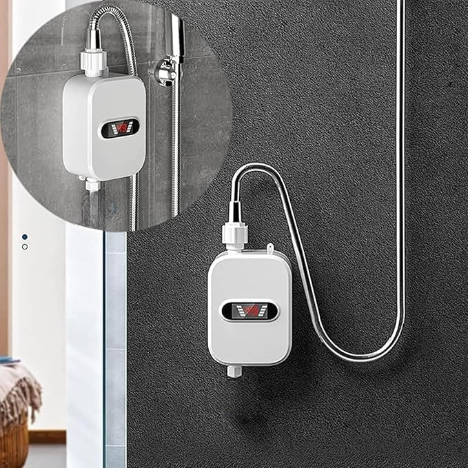 Image of Drumstone 𝟭𝟱 𝗬𝗘𝗔𝗥𝗦 𝗪𝗔𝗥𝗥𝗔𝗡𝗧𝗬 Mini Instant Water Heater, Electric Hot Water Heater, Mini Tankless Water Heater with Temperature Display for Bathroom and Kitchen.