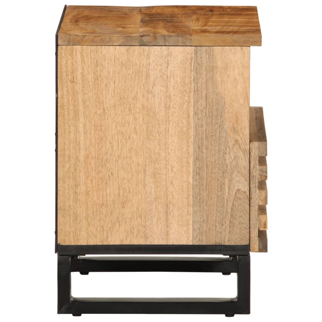 Massiver Mangoholz Nachttisch mit Fach | Dekoratives Beistelltischchen | Stabile Beine & Viel Stauraum | Naturholz Möbel Unikat | Wohnaccessoire