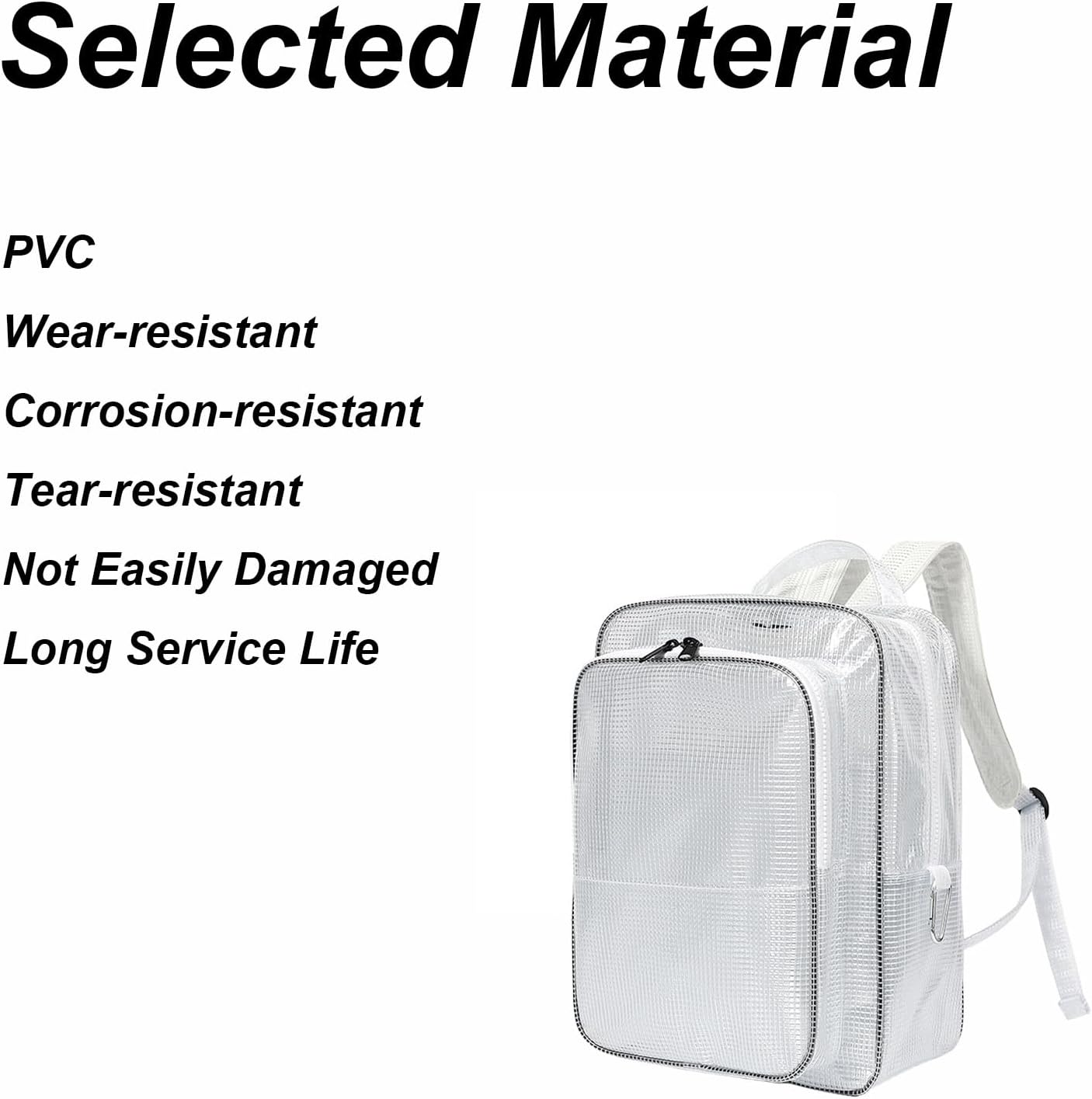 15.7in Anti-Static Clear PVC Tool Bakpack, Cleanroom Engineer Tool Bag for Work and Travel