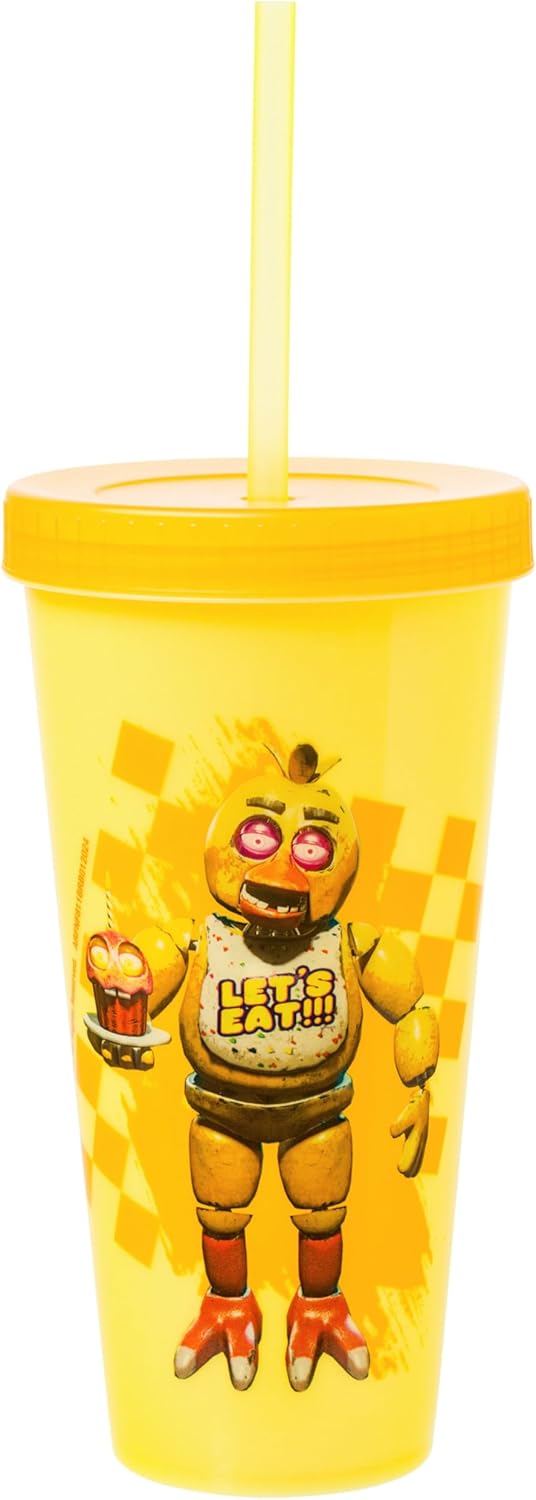 Silver Buffalo Five Nights at Freddy's 4 Pack Color Changing Plastic Tumblers Featuring Freddy Fazbear, Bonnie, Chica, and Foxy, 24 Ounces