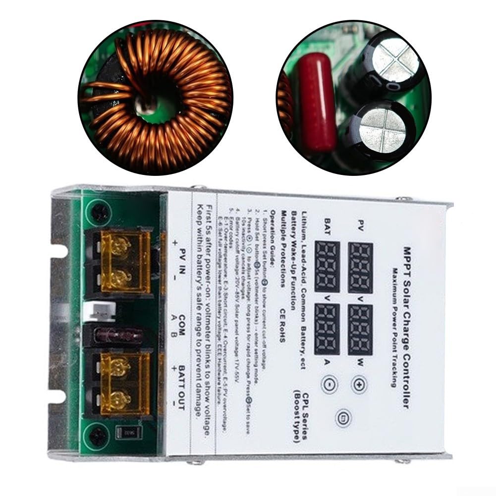 MPPT Regolatore di carica solare Boost 600 W per 24 V 36 V 48 V 60 V 72 V con ingresso 17-55 V PV alloggiamento in alluminio (600 W)
