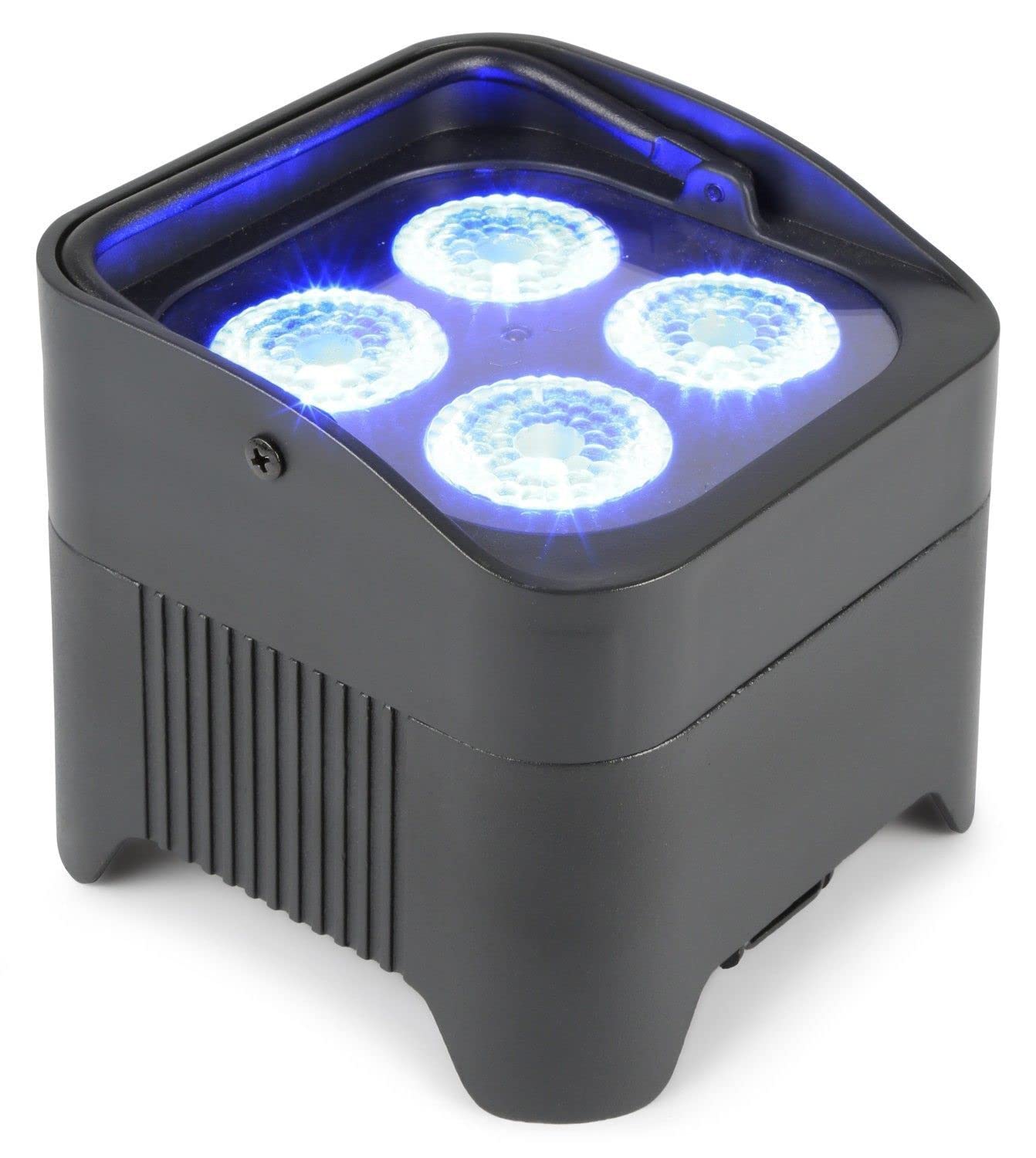 BeamZ BBP94 Uplight LED Par Strahler, 4er Set mit Tasche, 4 x 10 Watt, Akku Bühnenbeleuchtung 4er Set für DJ Pult, Bühnenlicht, DMX-LAN, Partylicht Musikgesteuert, Bühnenequipment, Fernbedienung