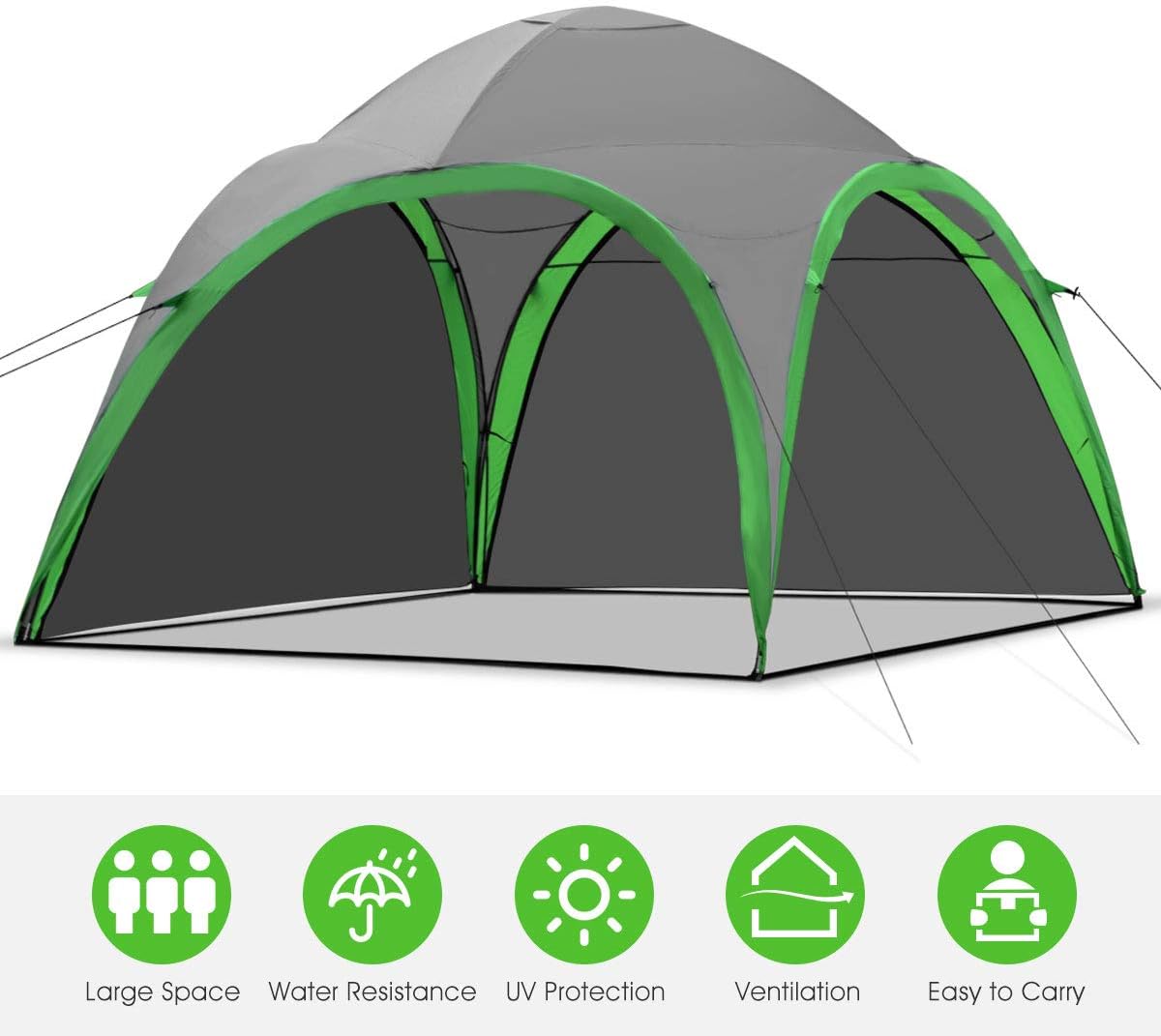 Maxmass Family Camping Tent, Lightweight Backpacking Dome Tent Event Shelter with 2 Removable Wall & Carry Bag for Outdoor Picnic Beach Hiking Fishing