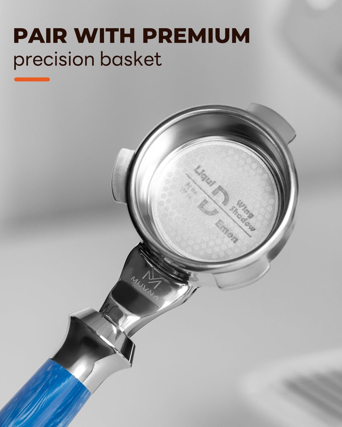 54mm Bottomless Portafilter Fits Breville Sage Barista Express Machines - MUVNA 3 Ear Naked Portafilter with 16g Double-layer Filter Basket, Blue - Image 6